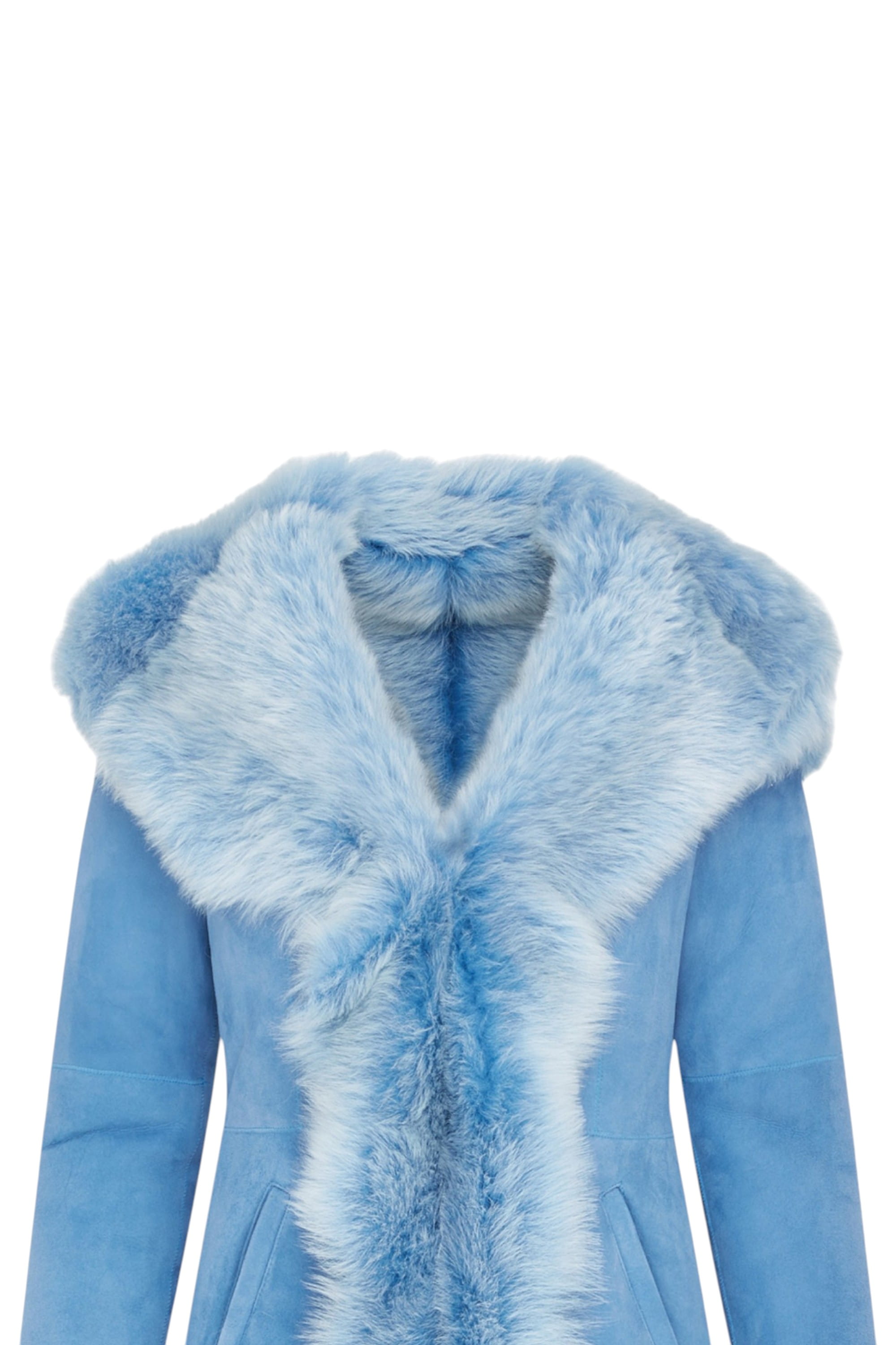 Sky Blue Toscana Sheep Leather Suede Trench Coat, Image 6 of 6