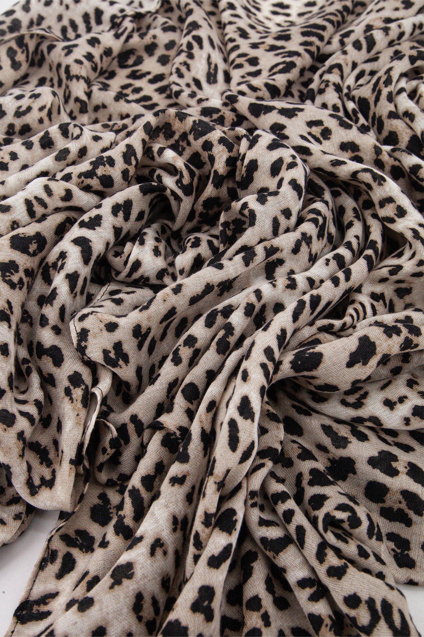 Cream Leopard Print Lightweight Scarf, Image 3 of 3