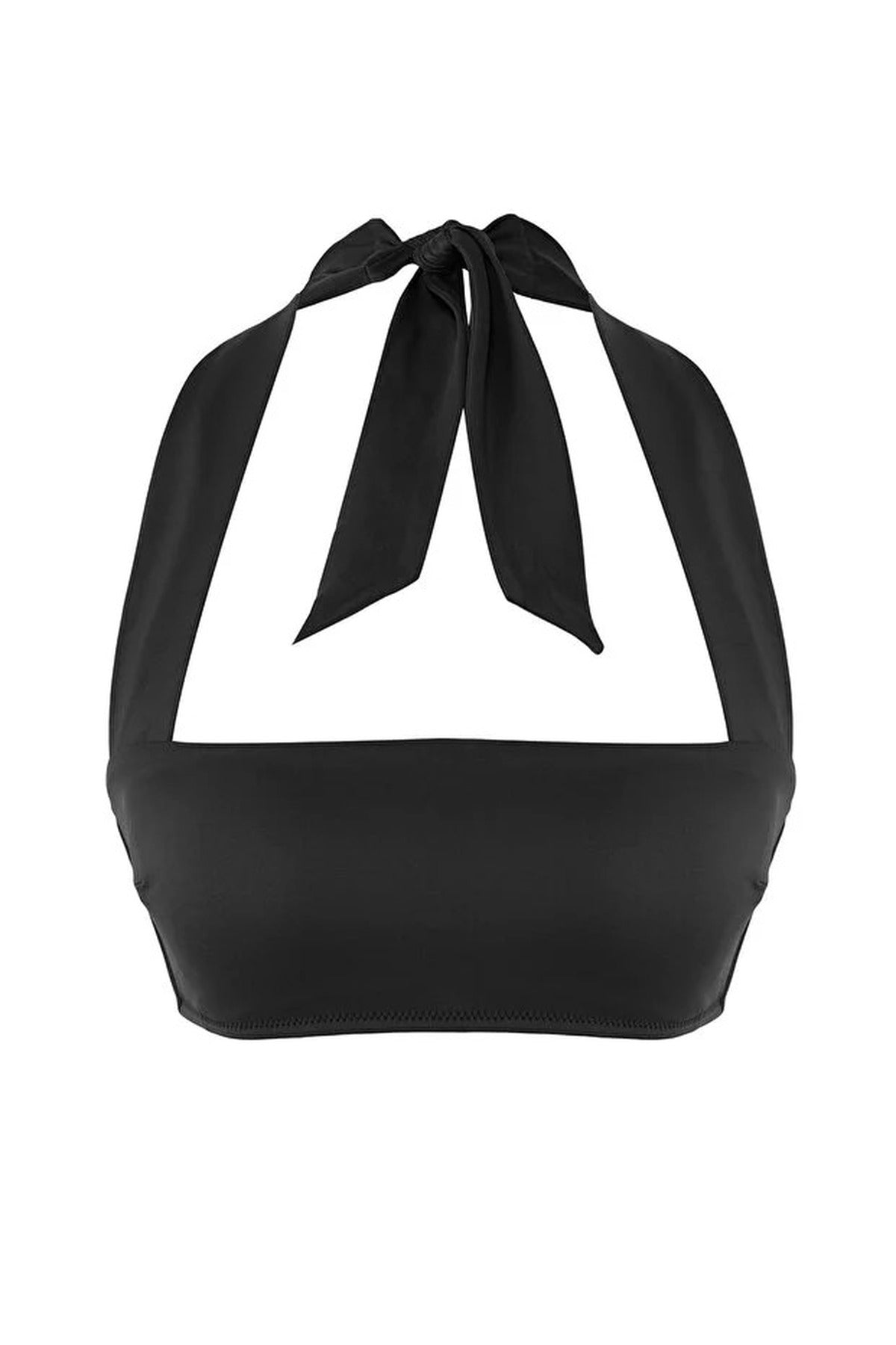 Black Strapless Bandeau Bikini Top with Halterneck Support Strap, Image 2 of 4