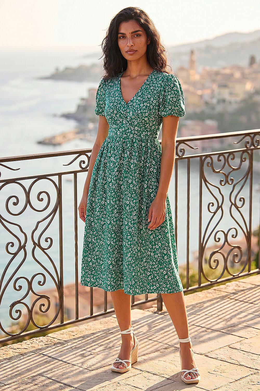 green sun dresses Modest Almond Green Summer Dress 23201CY