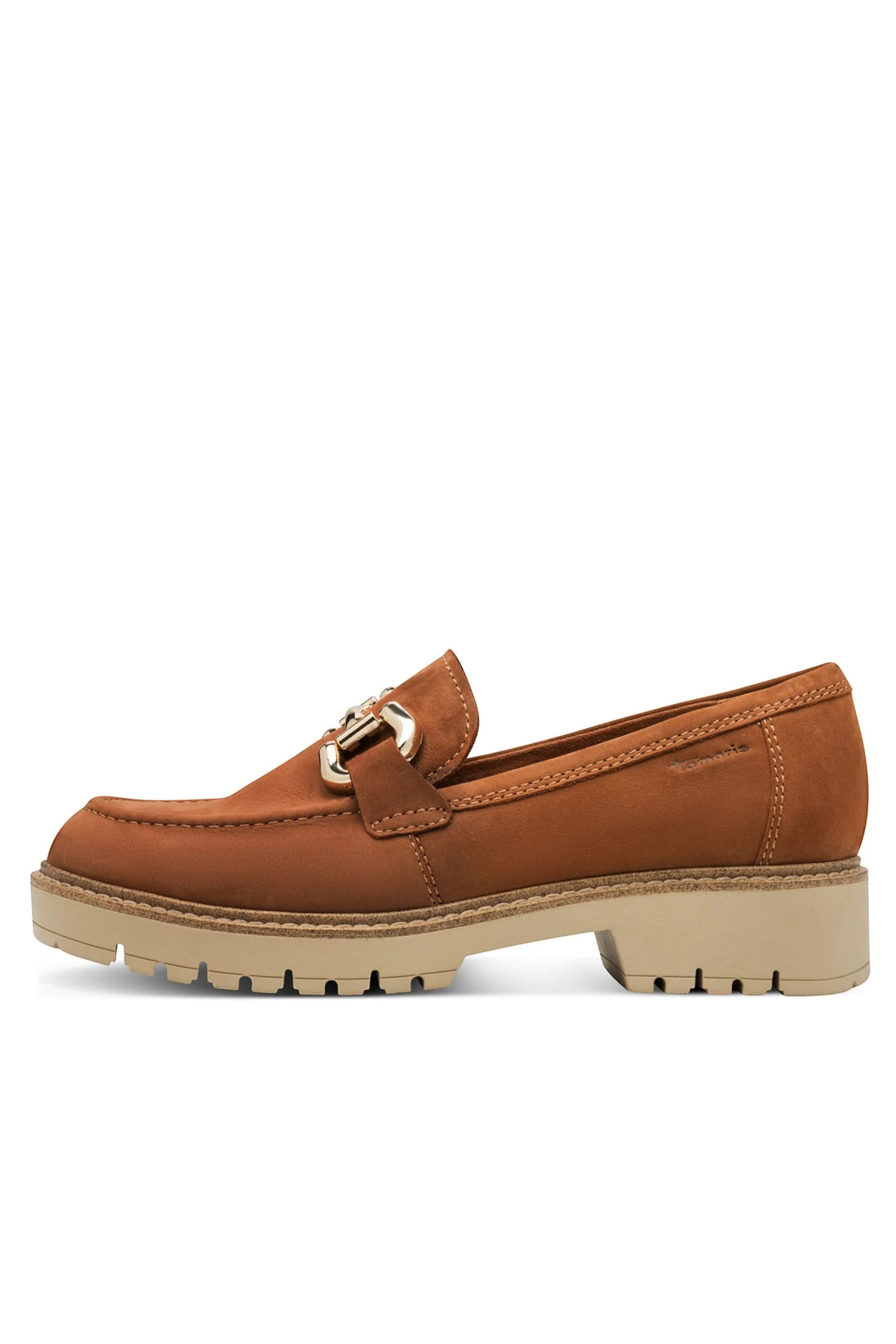 Brown Tamaris Brown Tamaris Cognac Leather Platform Loafers, Image 4 of 7