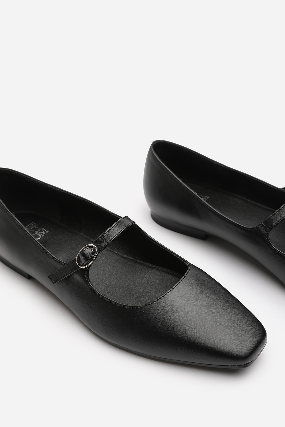 Black 'Jordan' Mary Jane Flats With Buckle Strap, Image 4 of 5