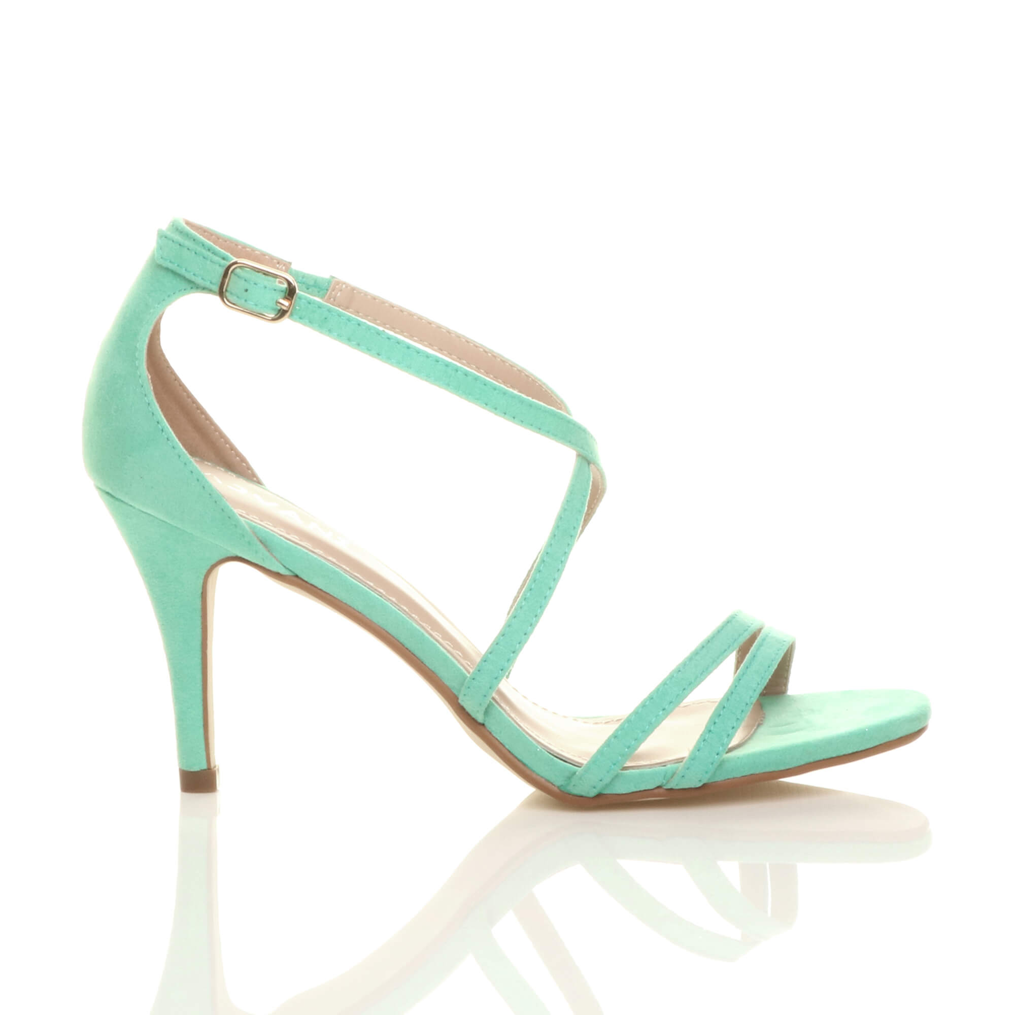Mint AJVANI Mint High Heel Crossed Straps Buckle Strappy Sandals, Image 2 of 6