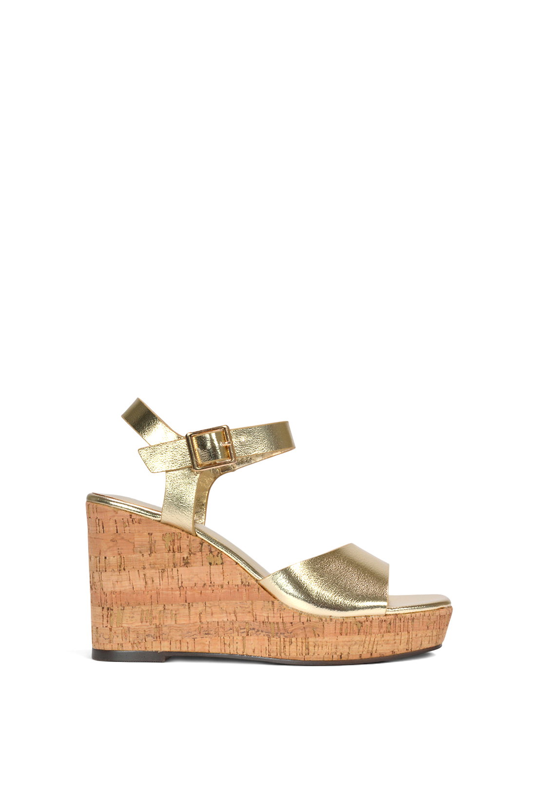 Black 'Seraphina' Cork Platform Wedge Heel Sandals With Ankle Strap