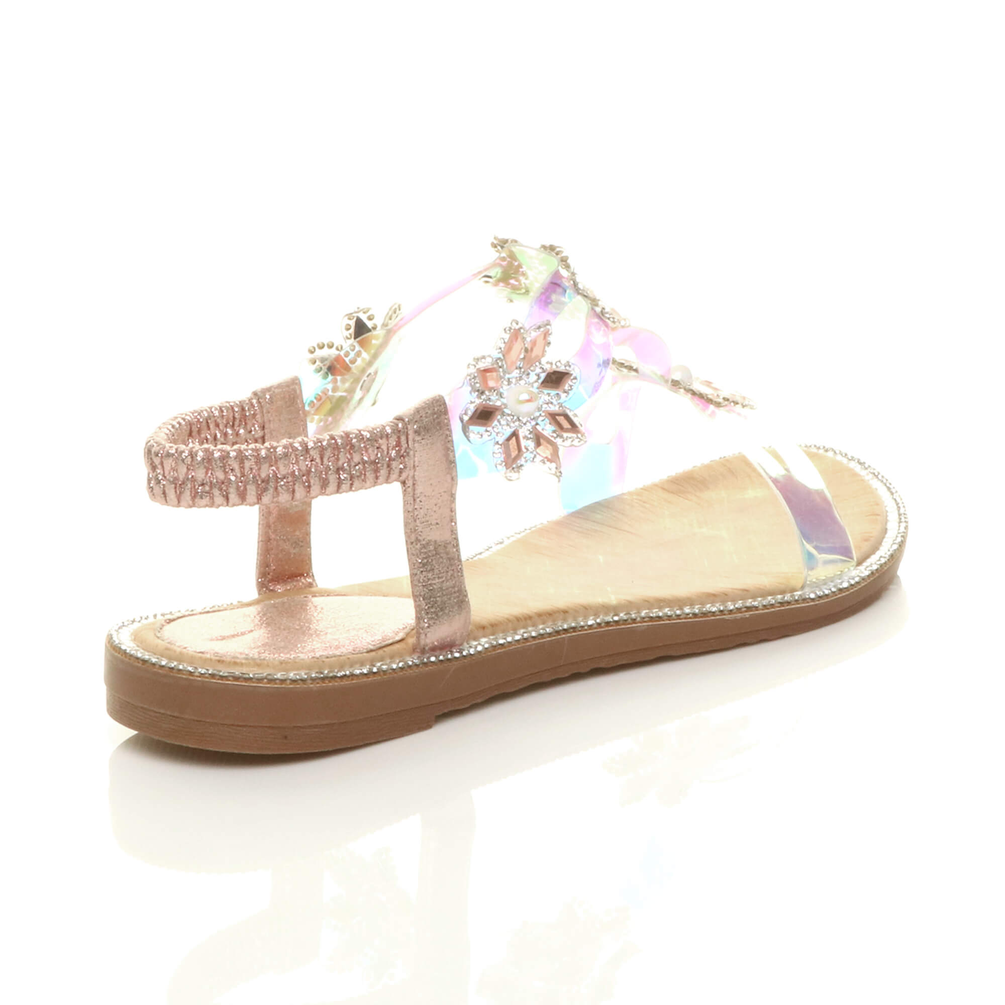 Rose Gold AJVANI Rose Gold Transparent Slingback Strappy Sandals, Image 4 of 5
