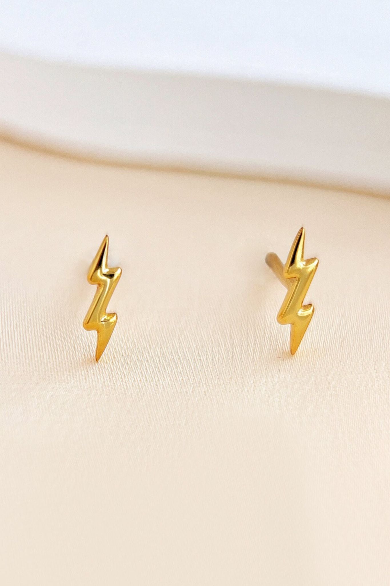 Gold Mia Gioielli Gold Sterling Silver Lightning Bolt Stud Earrings, Image 2 of 2