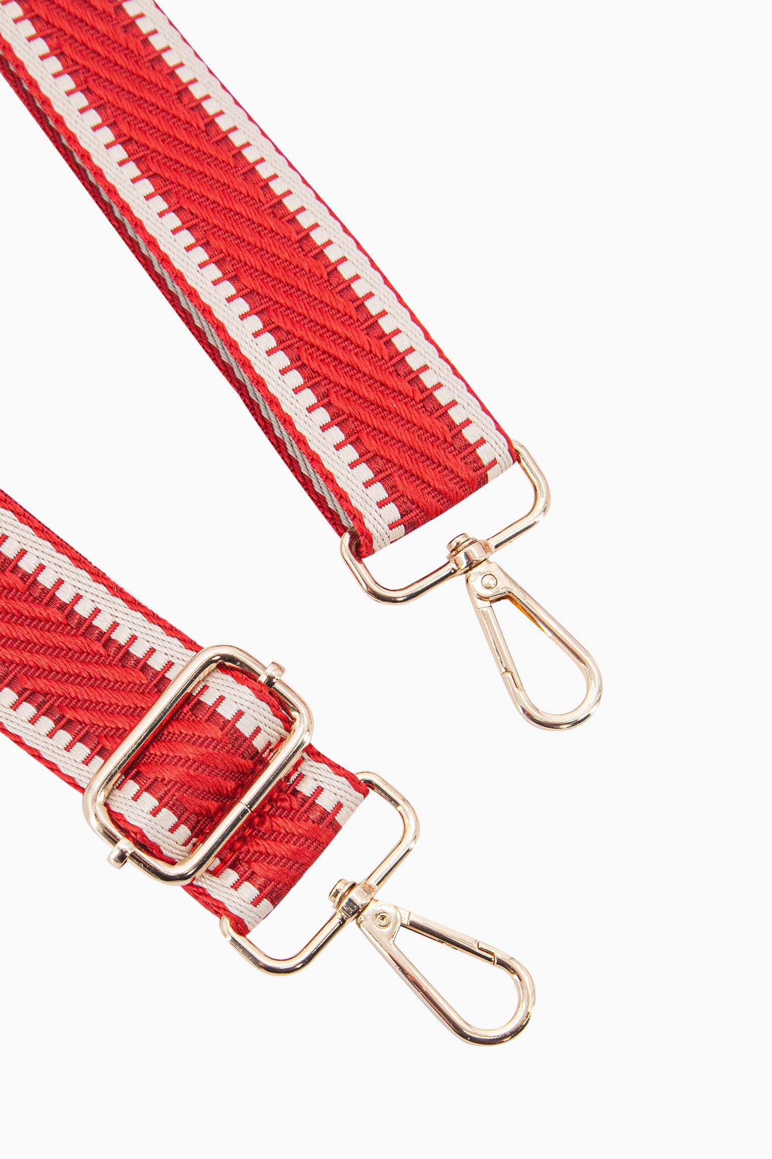 Red Sarta Red Stripe Trim Woven Bag Strap, Image 2 of 4