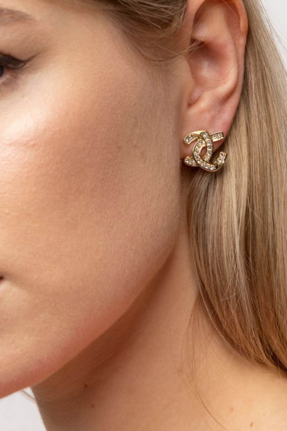 Gold The Colourful Aura Gold Zircon Arc C-Shaped Two-Set Geometric Stud Earrings, Image 1 of 4