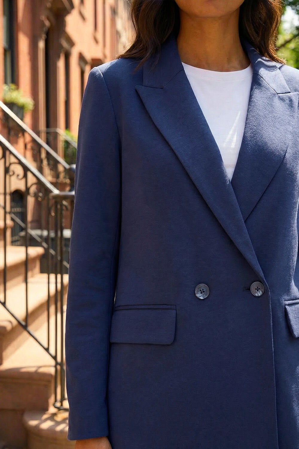 Navy Premium Stretch Ponte Blazer, Image 4 of 3