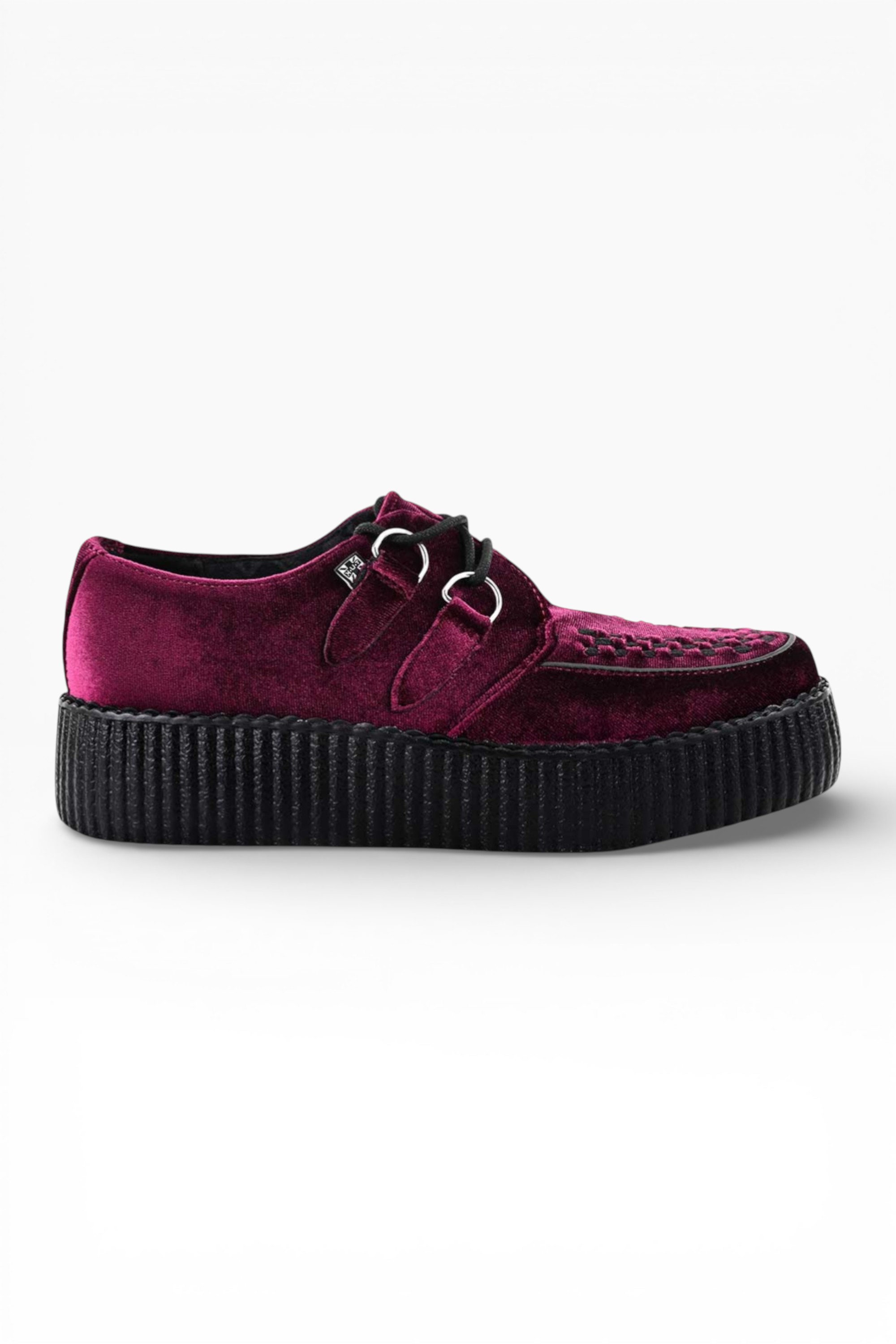 Burgundy TUK Footwear Burgundy Viva High Creeper Goth Shoes - AV8463, Image 1 of 7