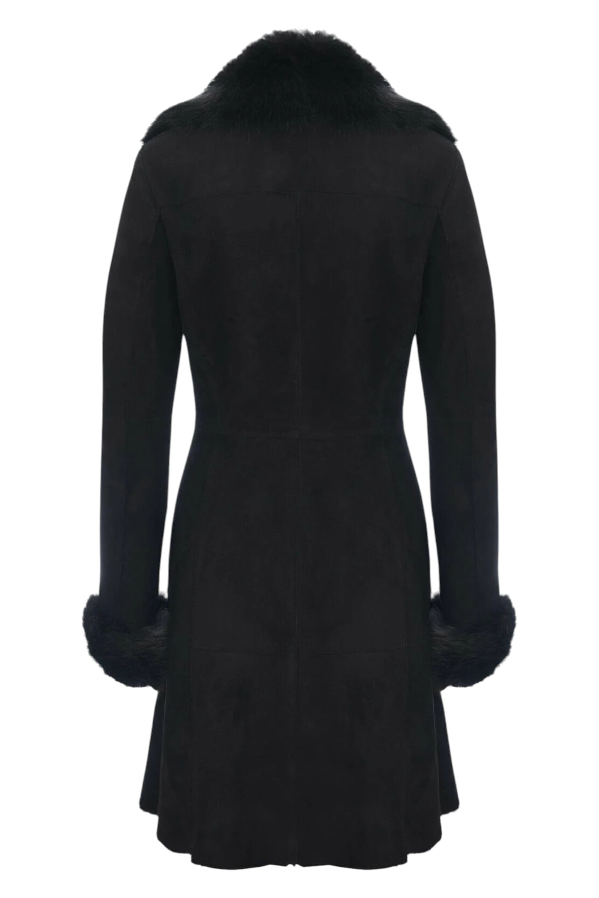 Black Toscana Collar Merino Shearling Coat, Image 3 of 4