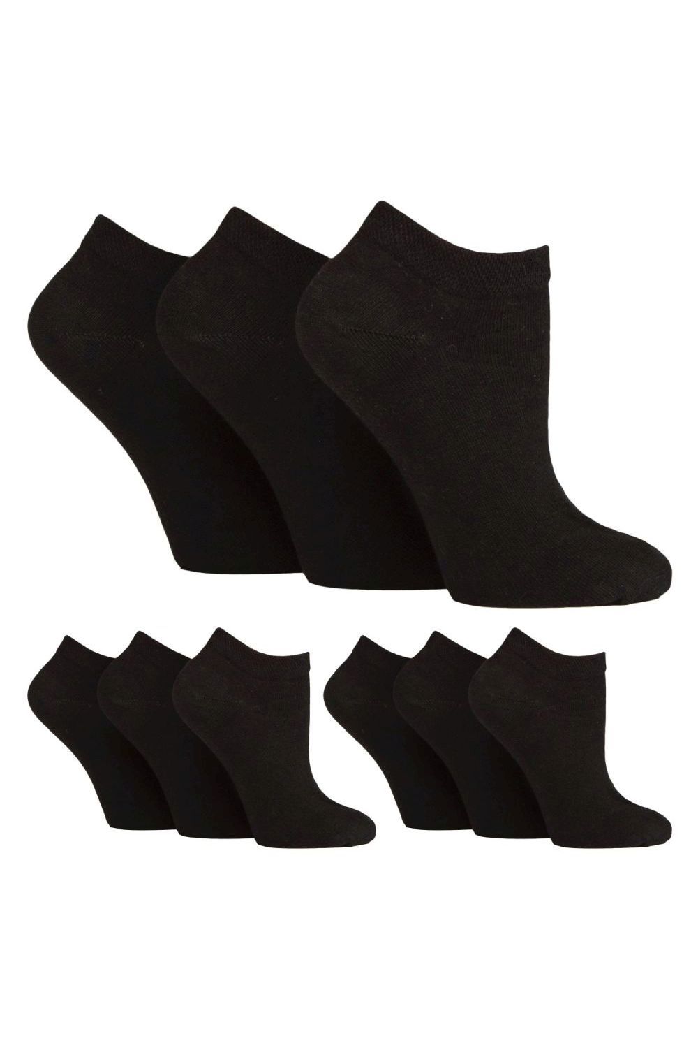 Black 9 Pack Trainer Cotton Socks, Image 1 of 3