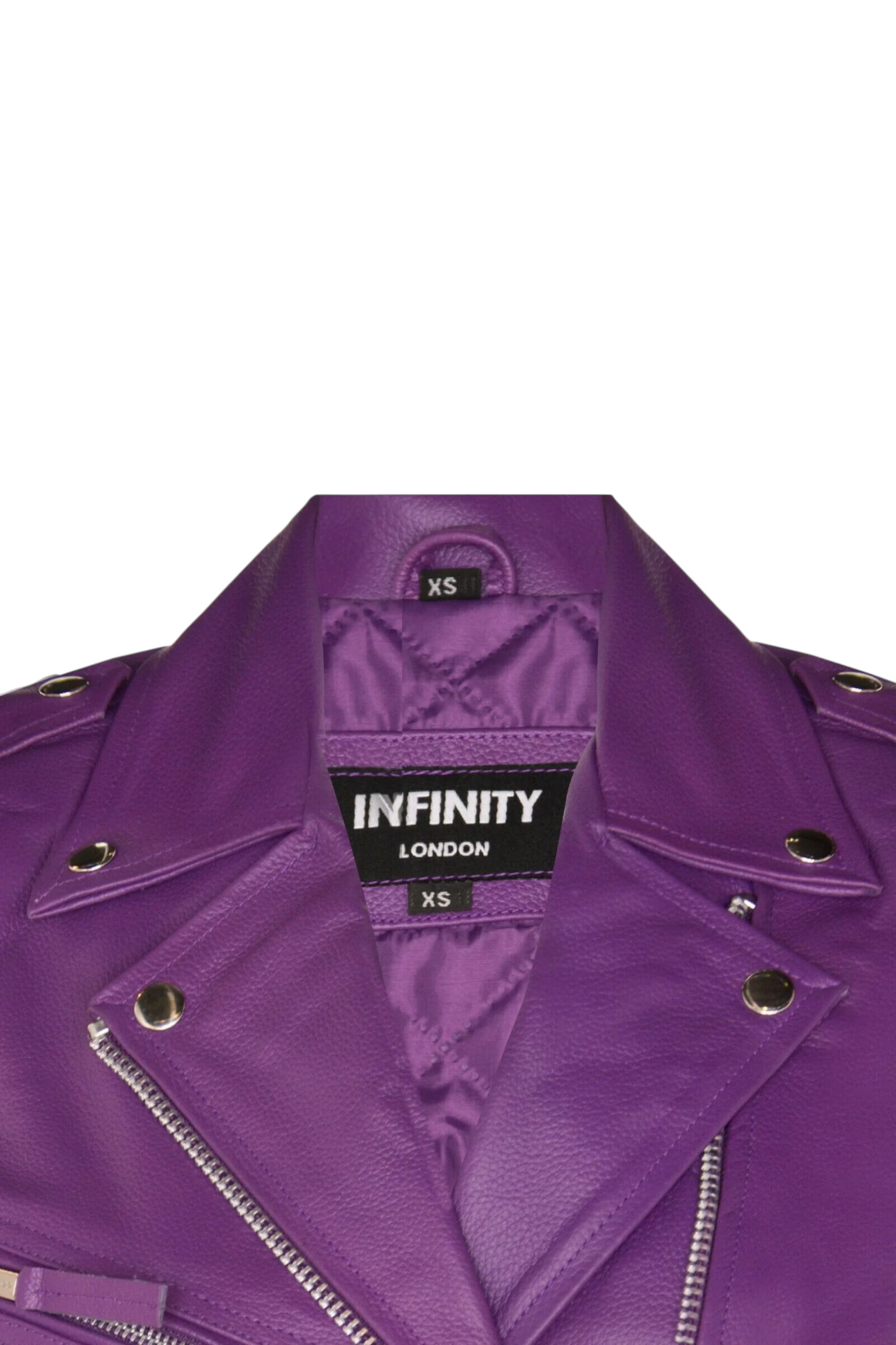 Purple Womens Leather Biker Jacket - Mansfield, Image 4 of 4