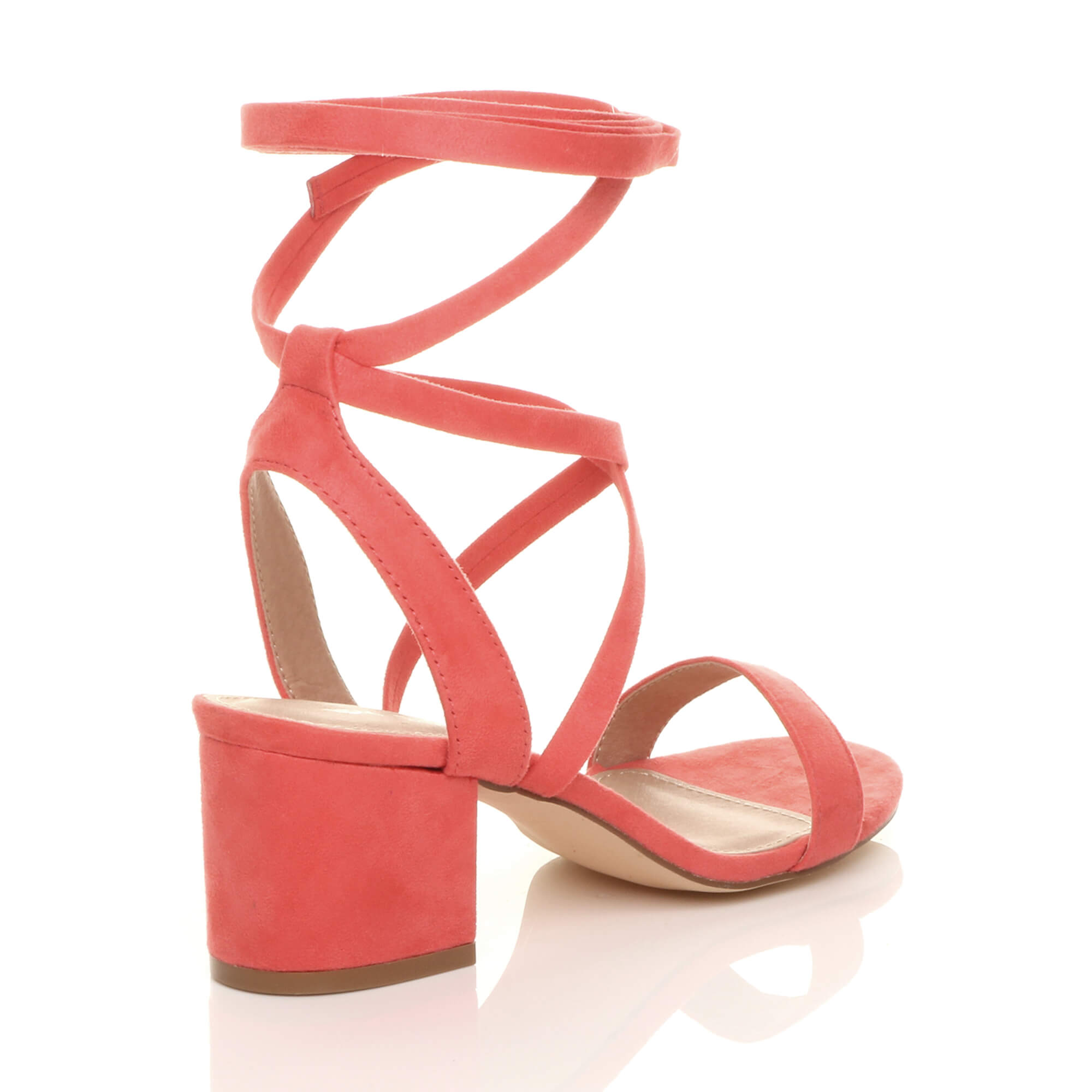 Coral AJVANI Coral Mid Block Heel Tie Up Sandals, Image 4 of 6