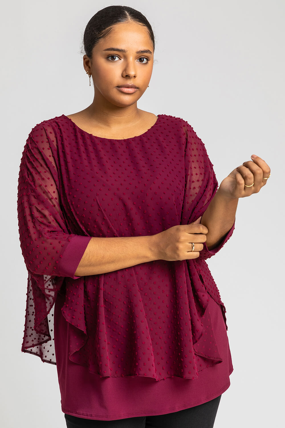 Wine Curve Textured Spot Overlay Top, Image 1 of 5