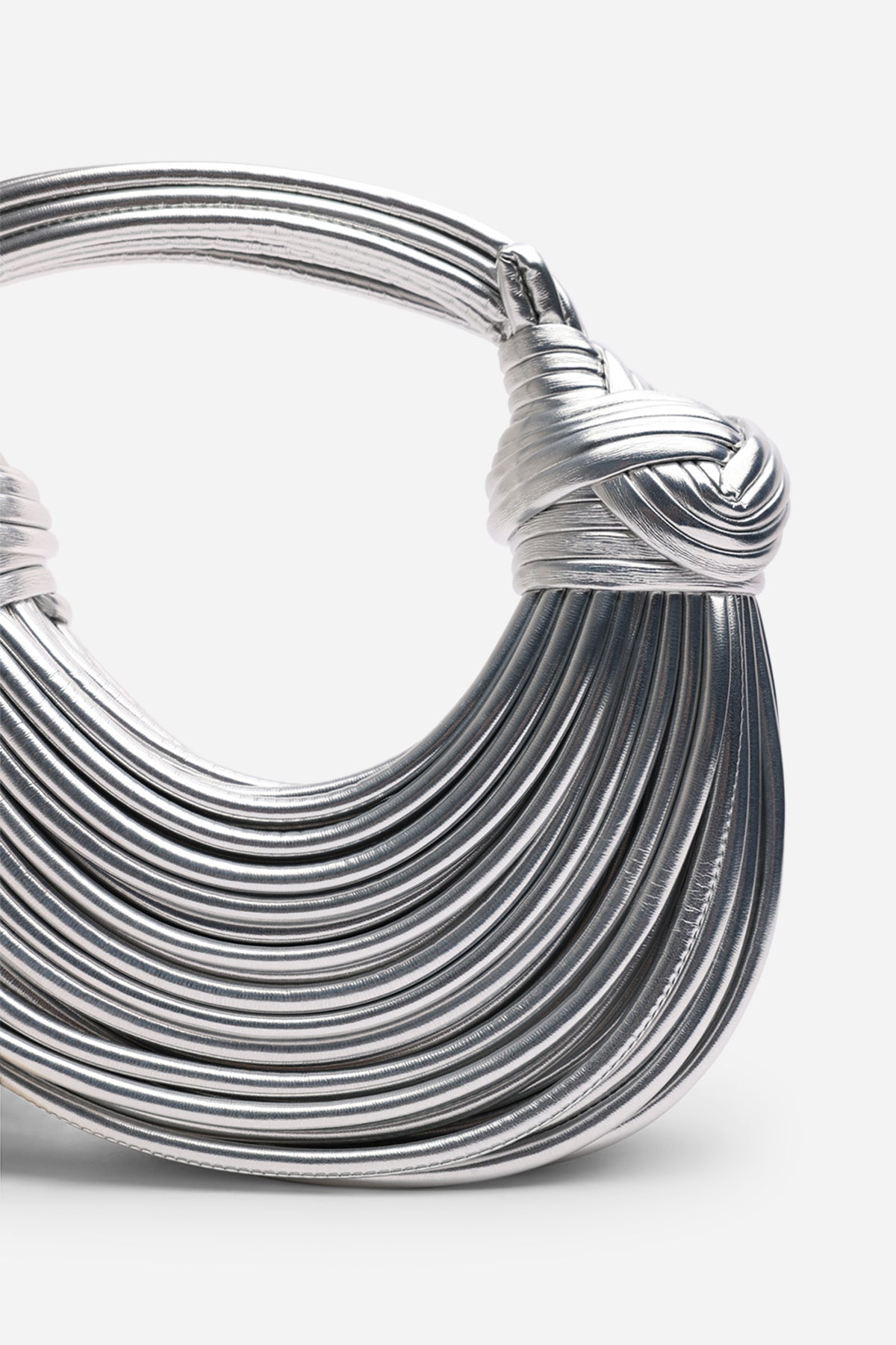 Silver Blossom Curved Metallic Shoulder Bag, Image 3 of 5
