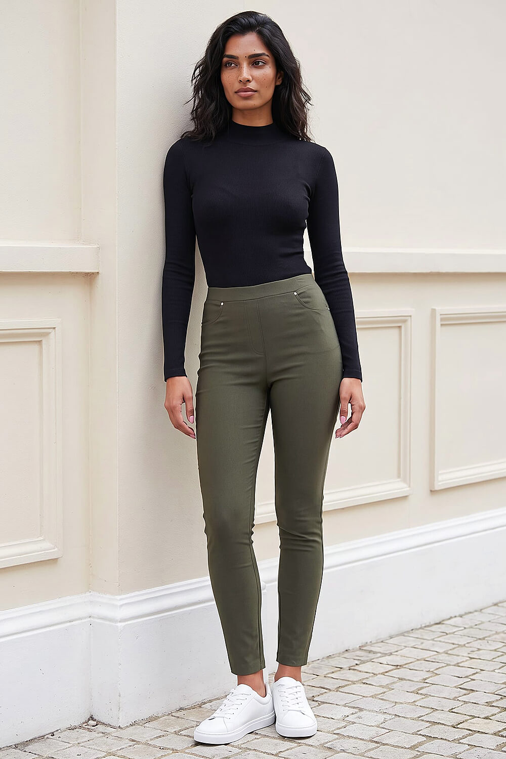 Roman Women's Dark Green Fleece Lined Stretch Jean Size 20