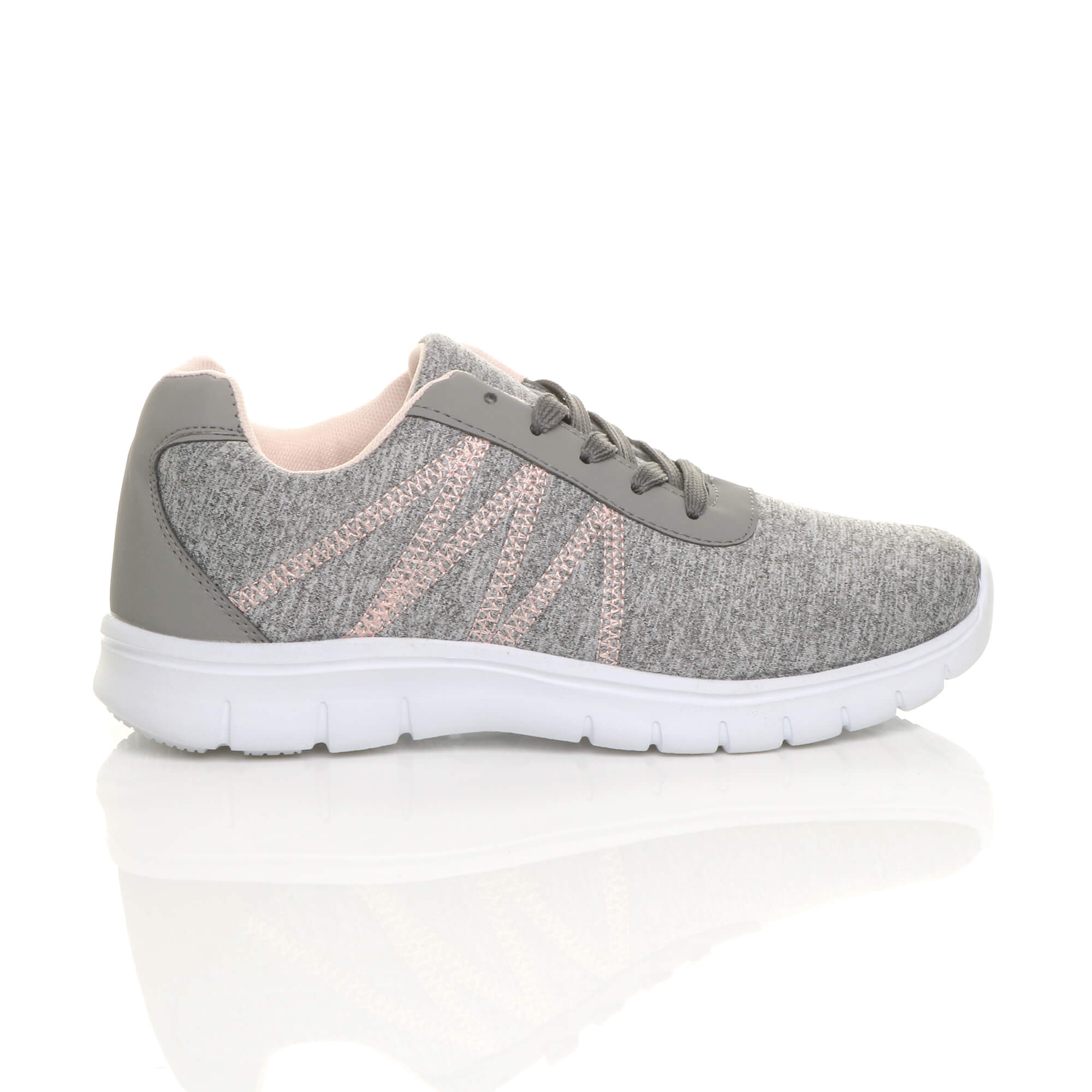 Grey AJVANI Grey Lace Up Memory Foam Trainers, Image 2 of 6