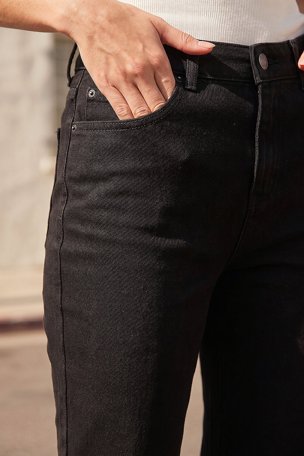 Black Petite Bootcut Cropped Jeans, Image 5 of 4