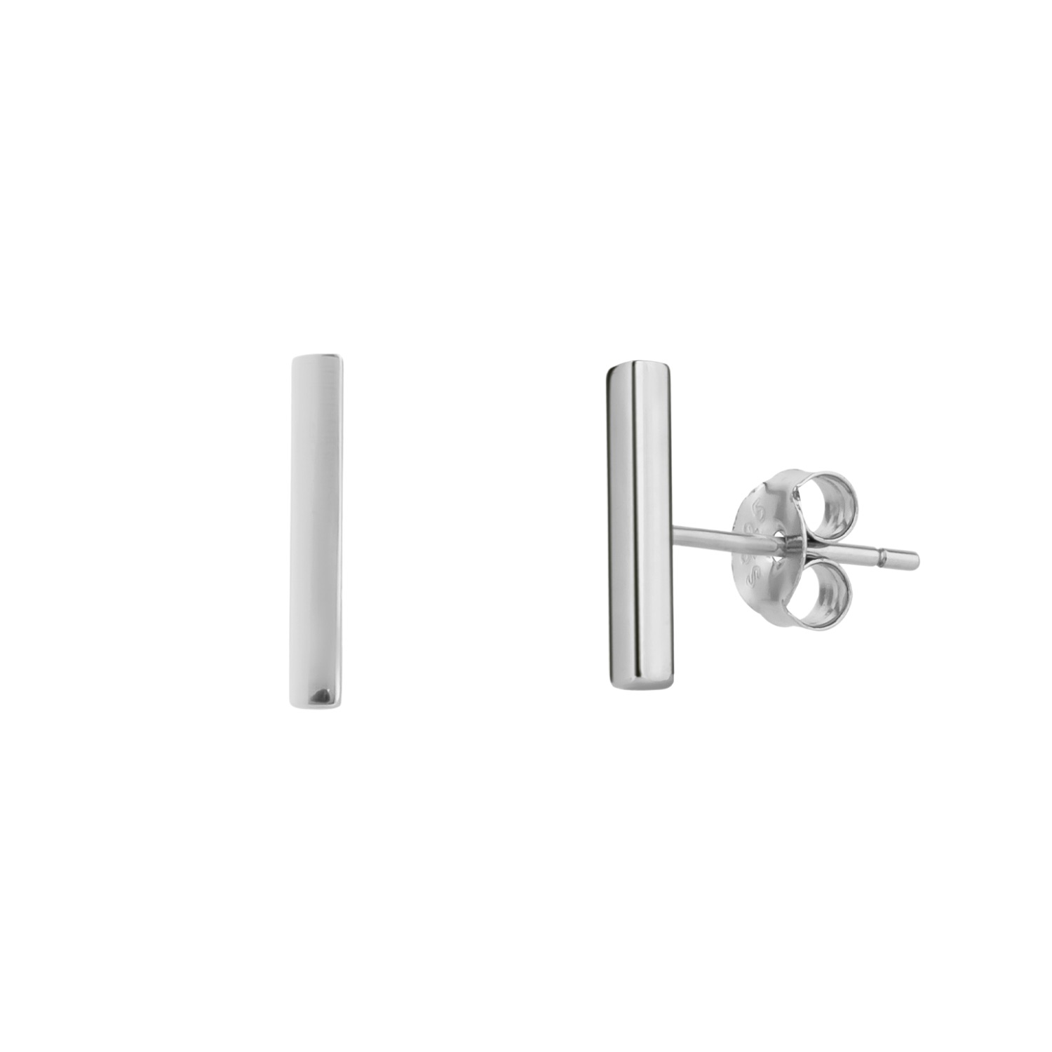 Silver Bar Stud Plain Earrings Sterling Silver, Image 1 of 1
