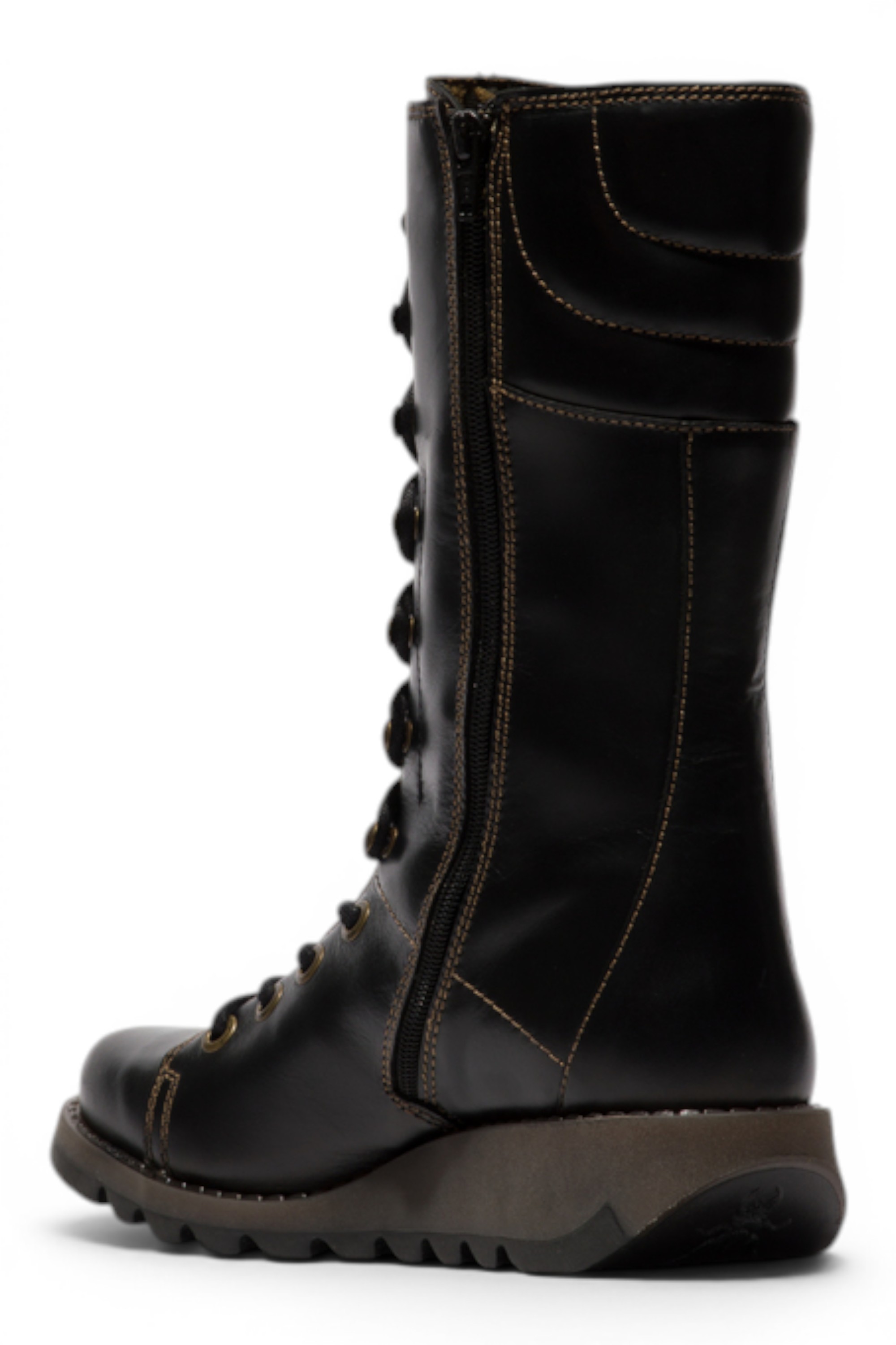Black Womens Leather Ankle Boots-STER767, Image 4 of 5