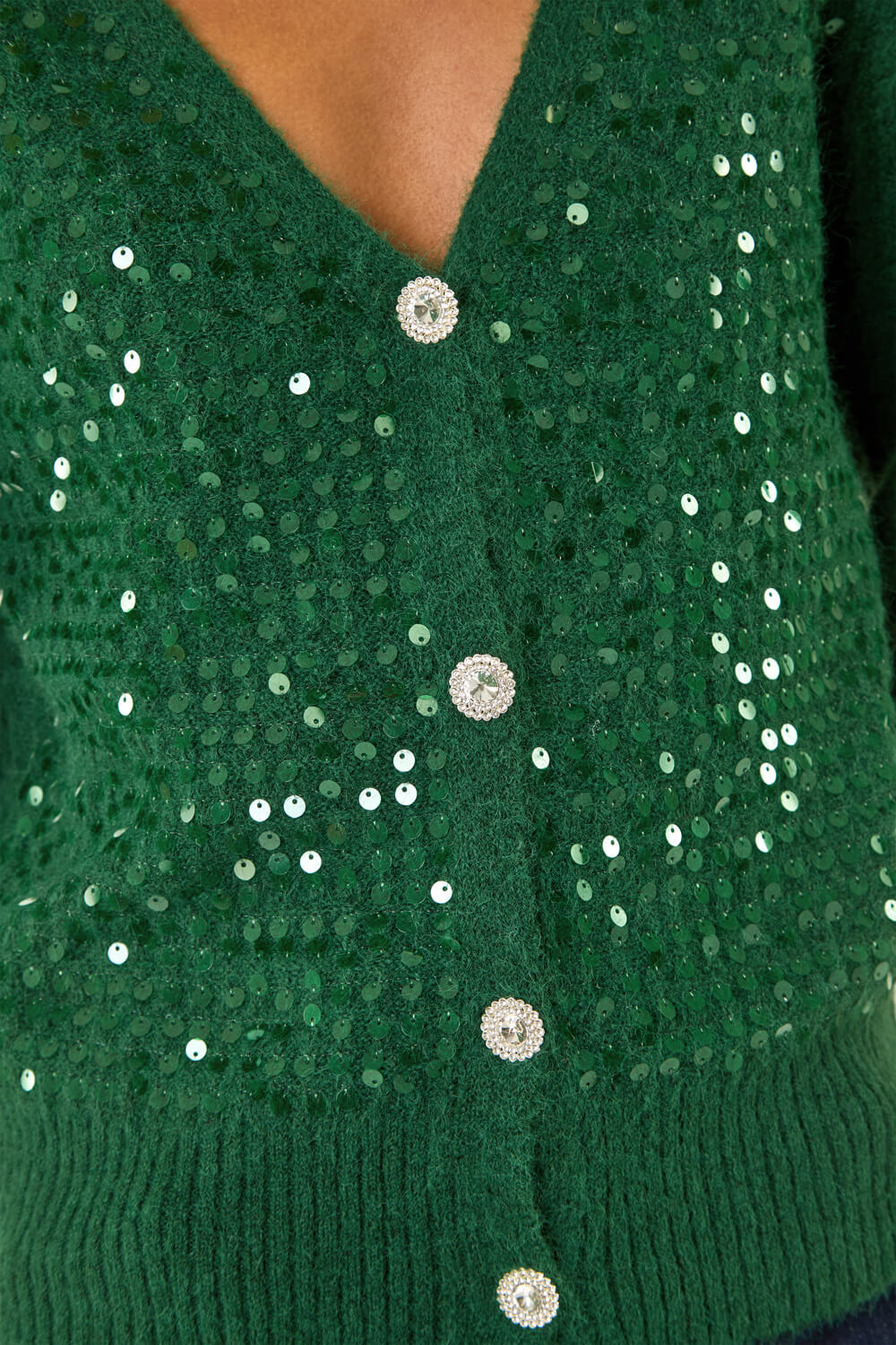 Forest  Buttoned Sparkly Knit Cardigan, Image 7 of 7
