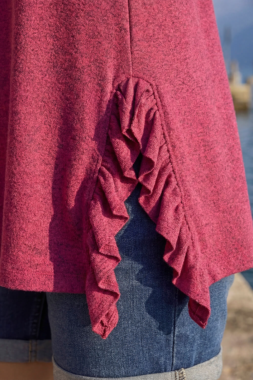Pink Soft Touch Side Ruffle Top, Image 5 of 4