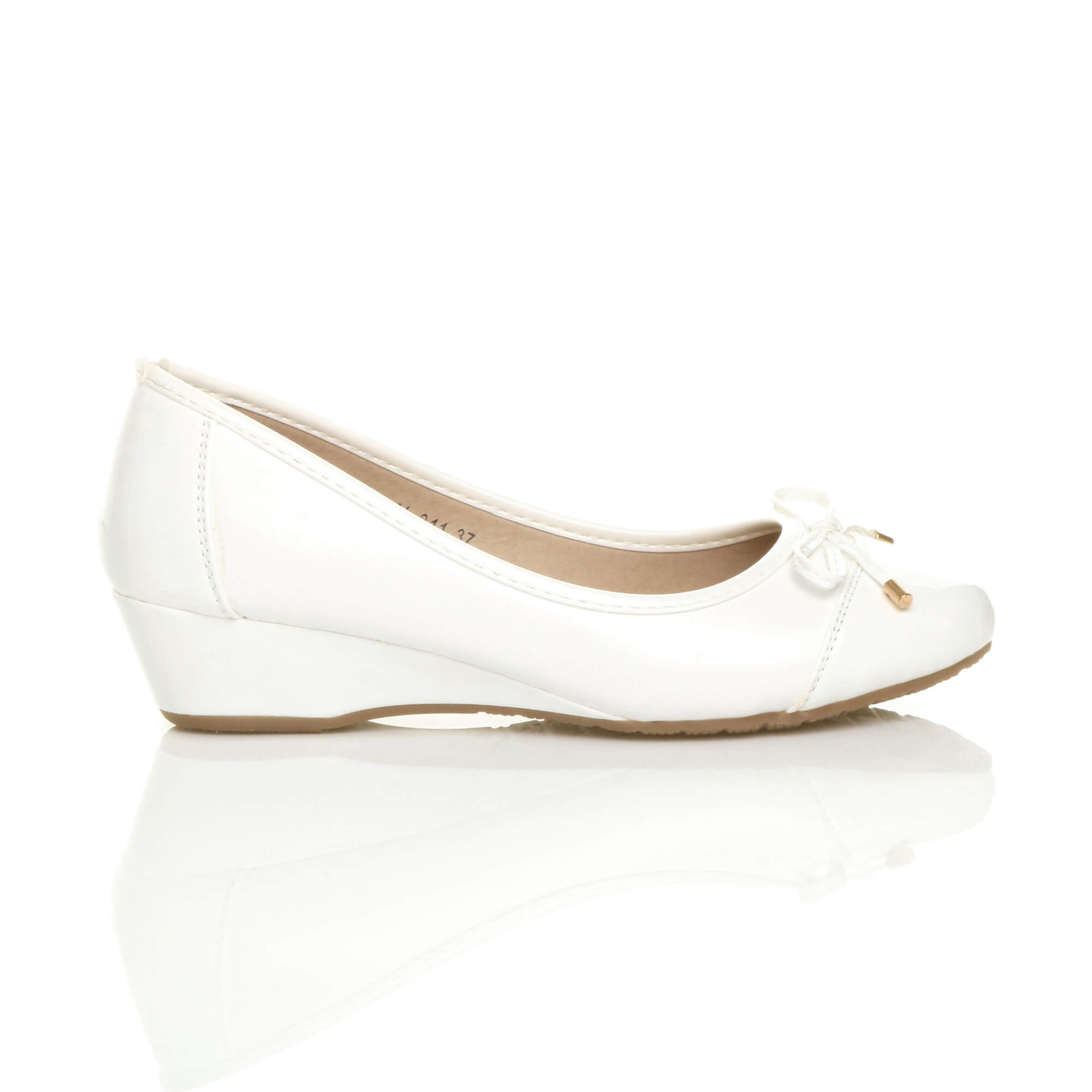 White AJVANI White Low Mid Wedge Heel Comfort Court Shoes, Image 2 of 6