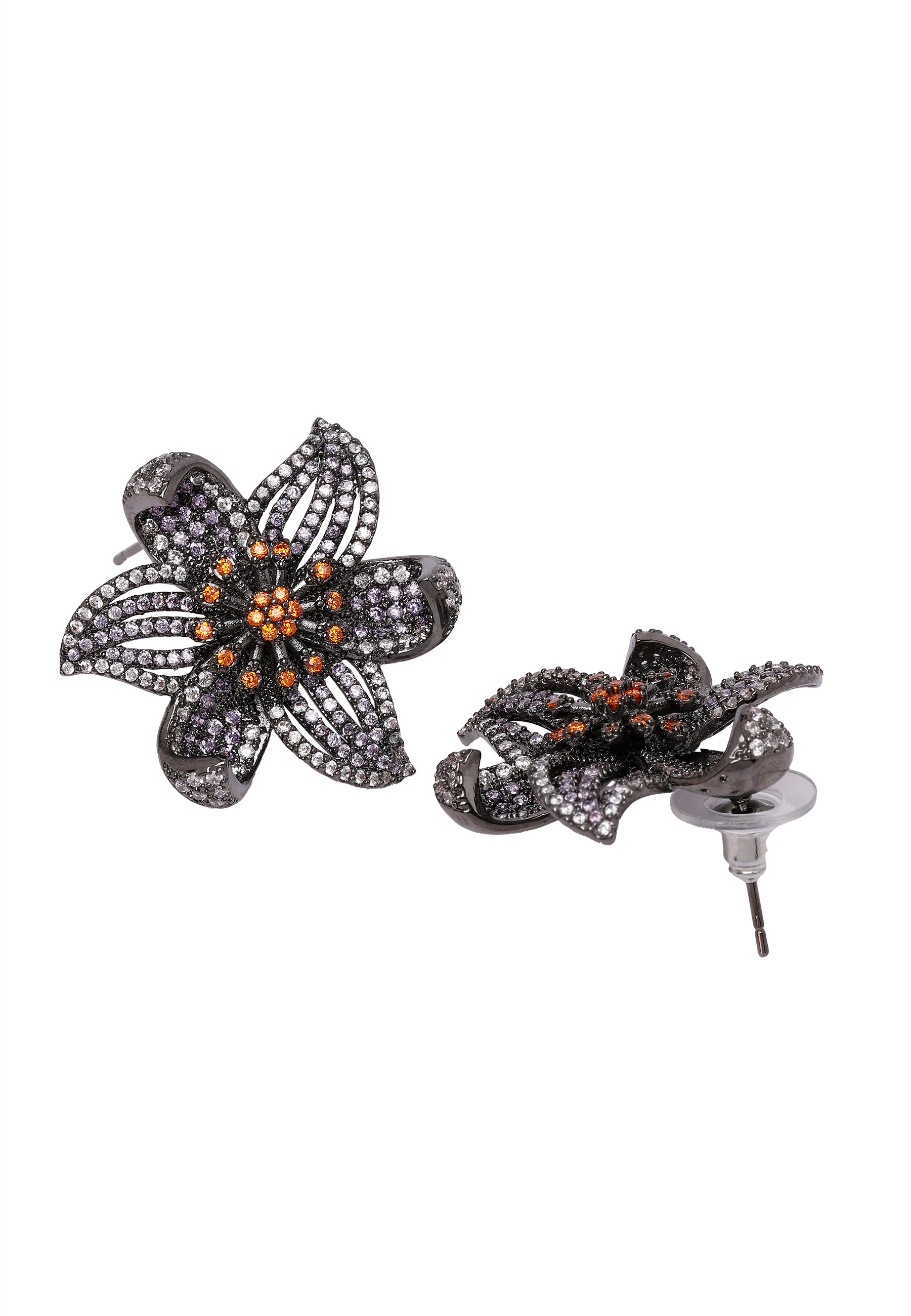 Lilac Diva Floral Stud Earrings, Image 3 of 5