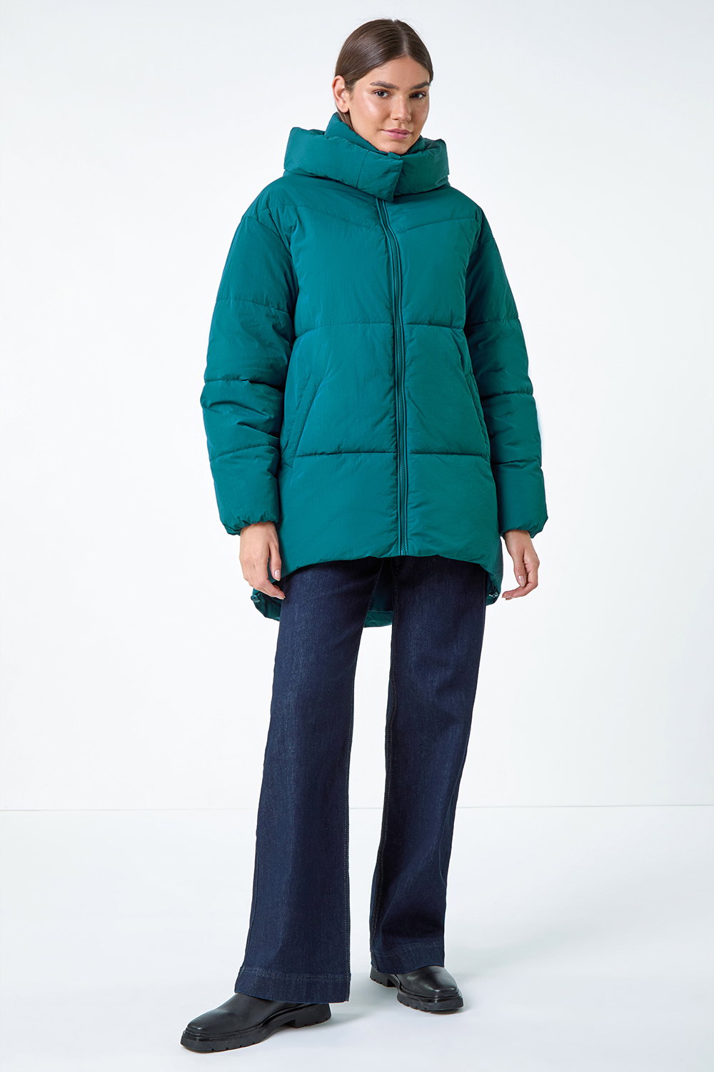 Teal Oversized Padded Coat, Image 7 of 7