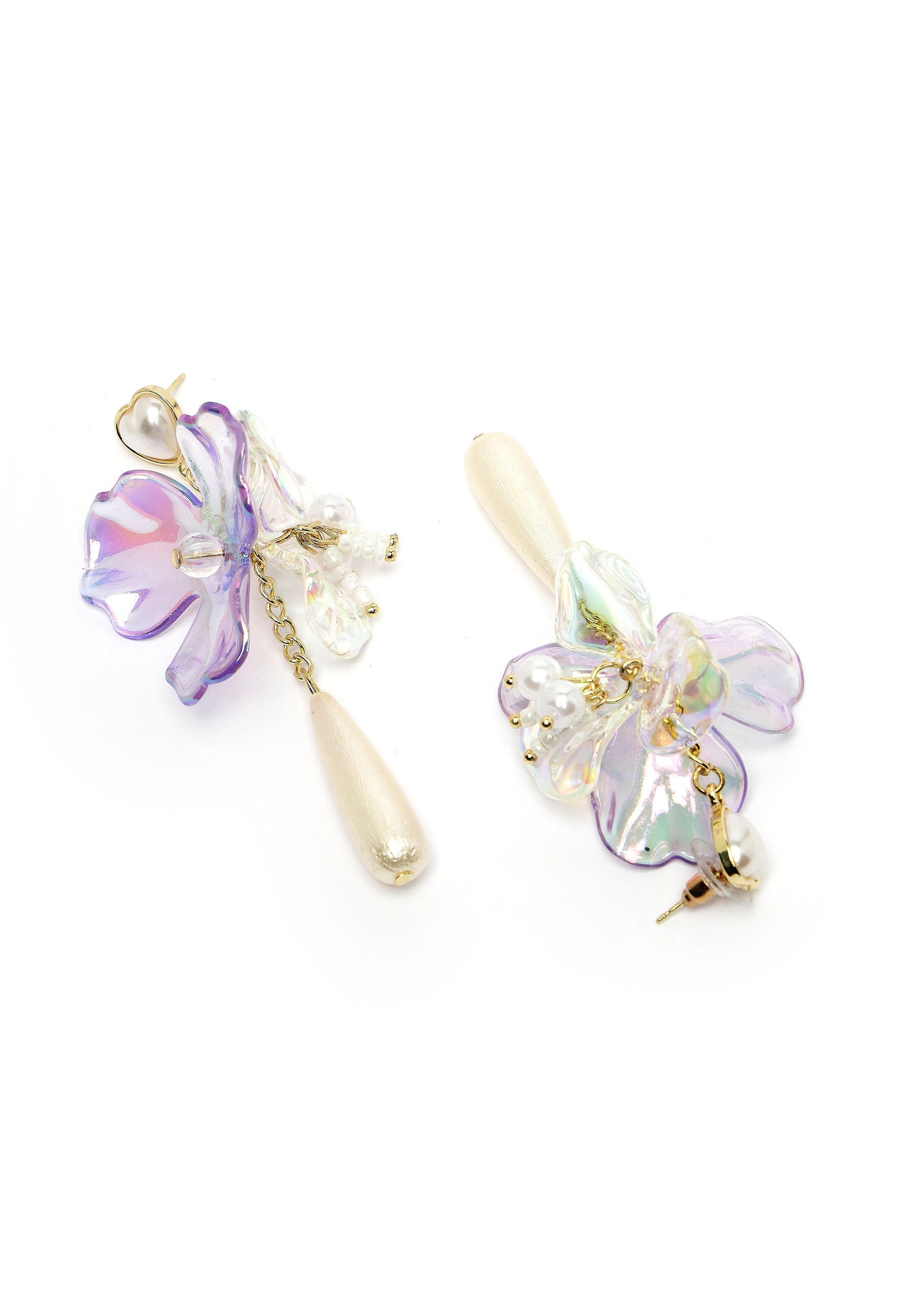 Lilac Lavender Butterfly Drop Earrings, Image 3 of 5