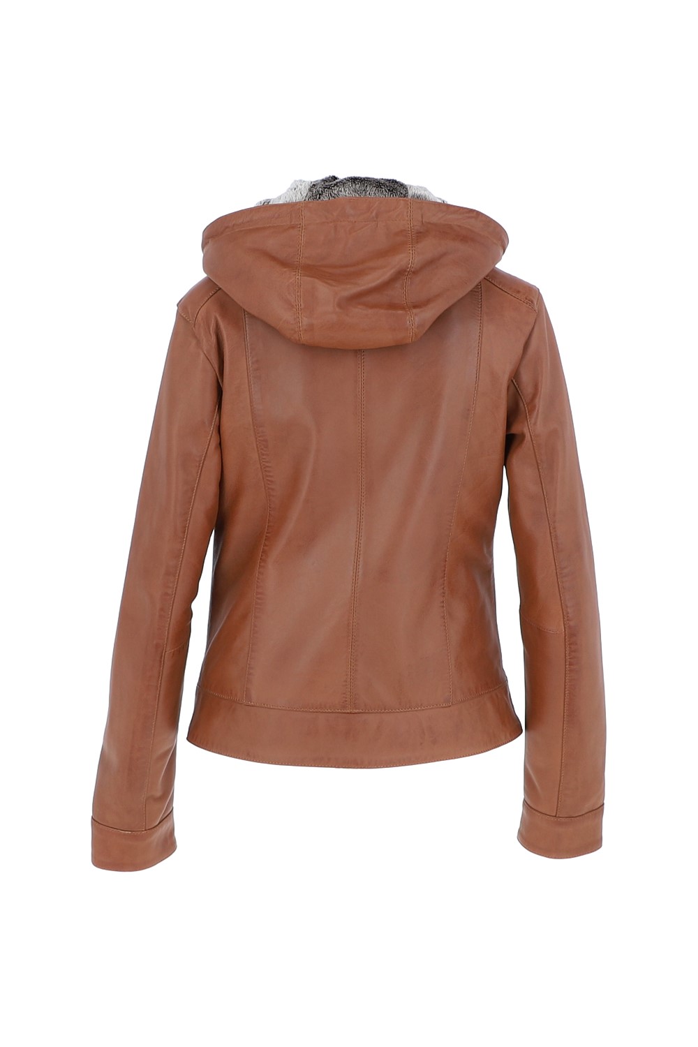 Tan 'Malmo' Two-In-One Detachable Hood Leather Jacket, Image 5 of 6