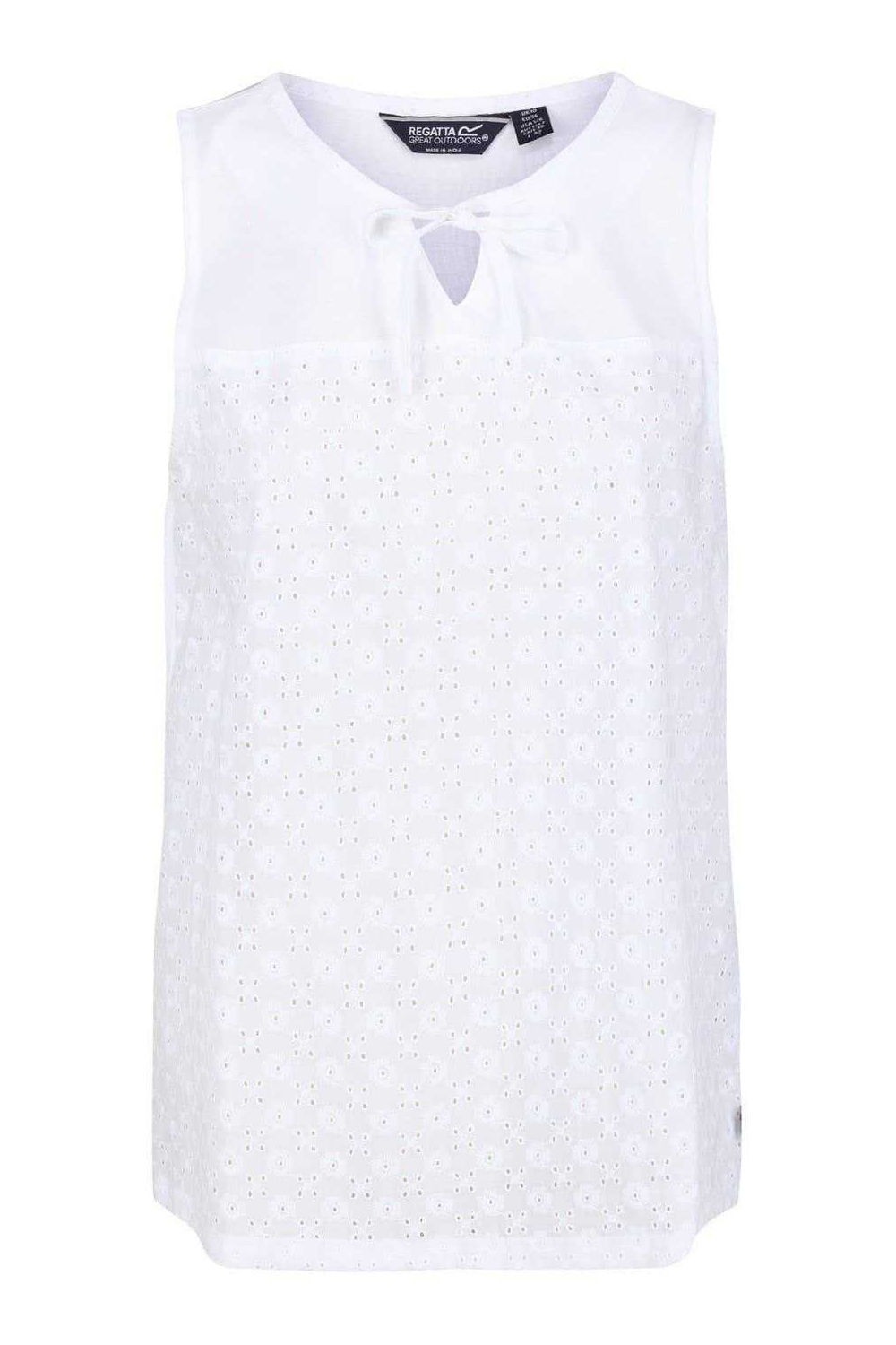 White Janessa Patterned Sleeveless TShirt, Image 1 of 3