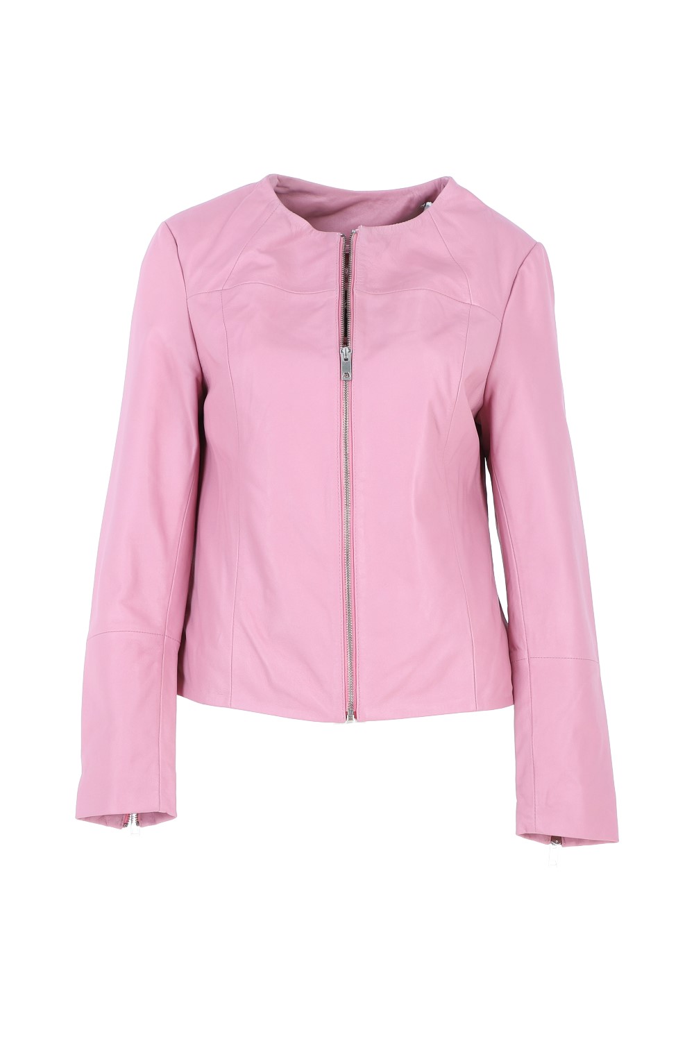 Pink Ashwood Leather Pink 'Francesca' Collarless Real Leather Fashion Jacket, Image 2 of 4