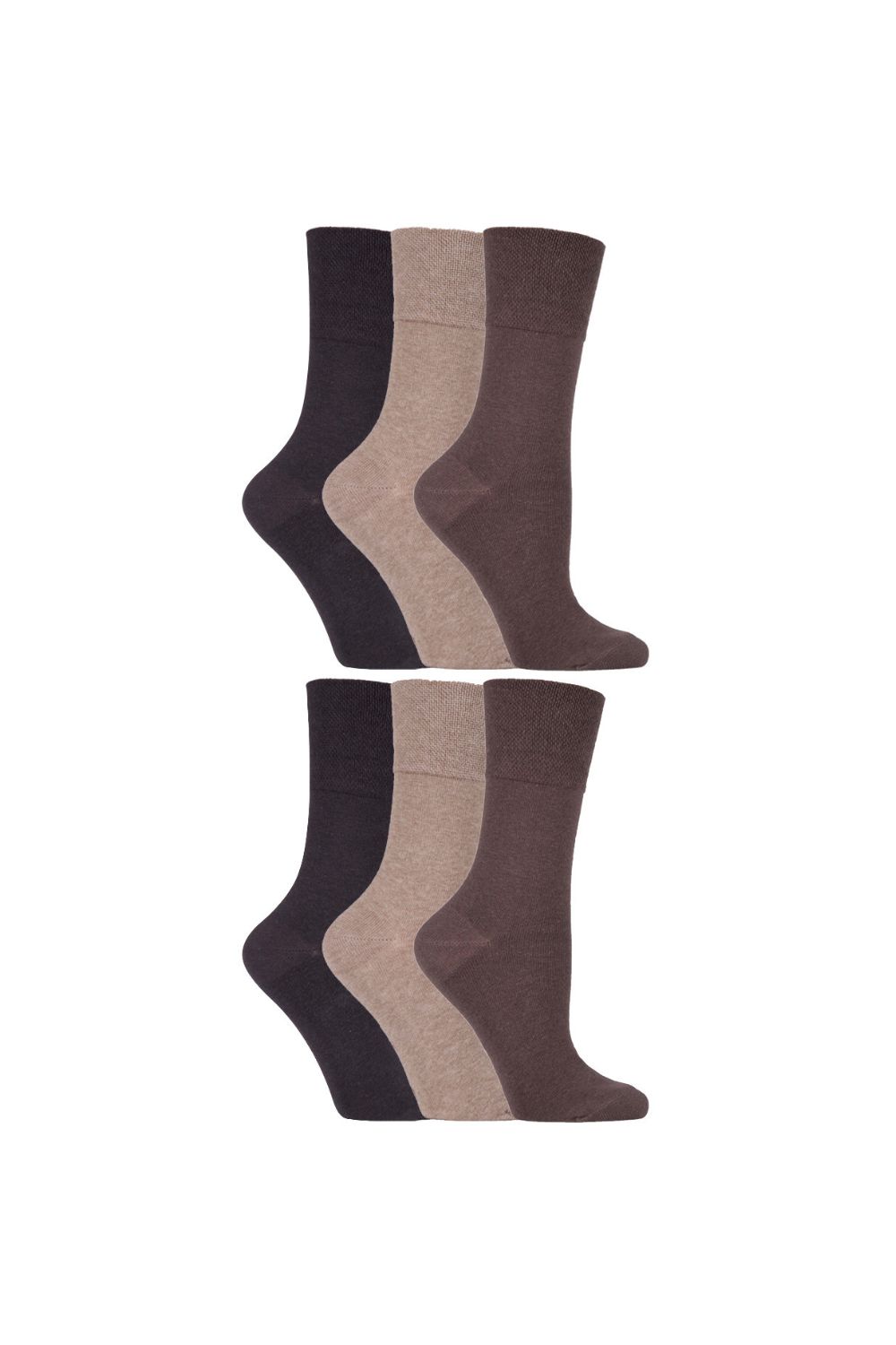 Brown 6 Pairs Diabetic Socks, Image 1 of 5