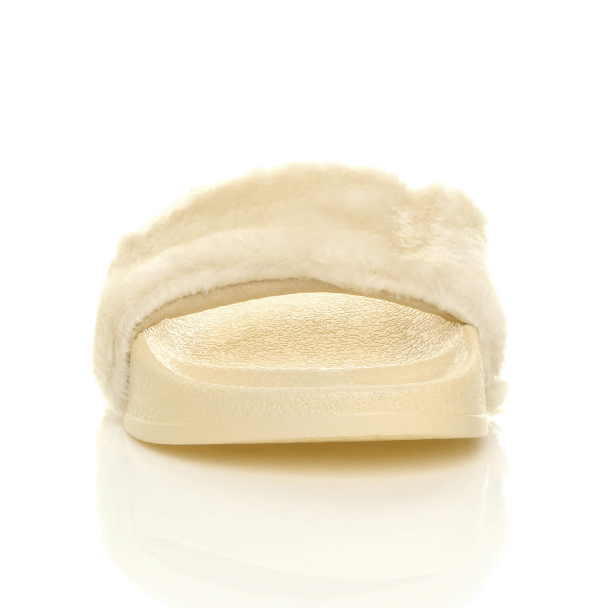 Beige Faux Fur Flip Flop Sandals Slides, Image 5 of 7