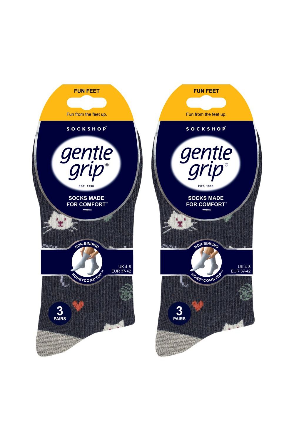 Charcoal 6 Pairs Wildlife Dogs Cats Patterned Socks, Image 2 of 2