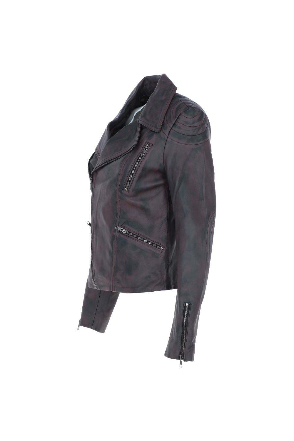 Black Ashwood Leather Black Real Leather Antique Biker Jacket, Image 3 of 5