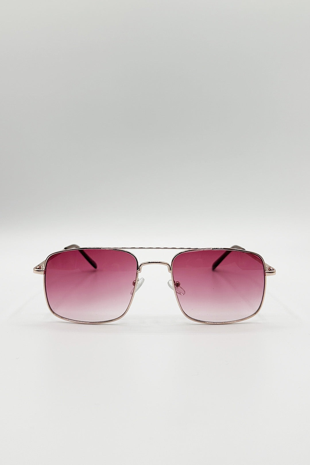 Pink Aviator Style Square Frame Sunglasses in Gold Pink, Image 2 of 4