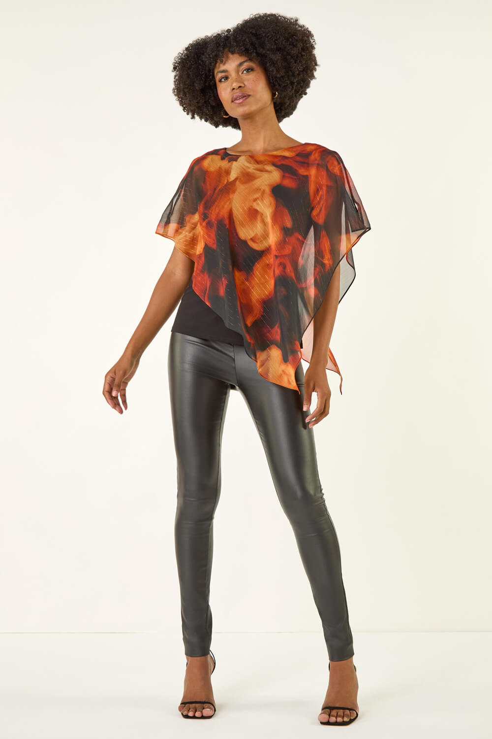 Rust Fire Metallic Asymmetric Overlay Top, Image 3 of 5