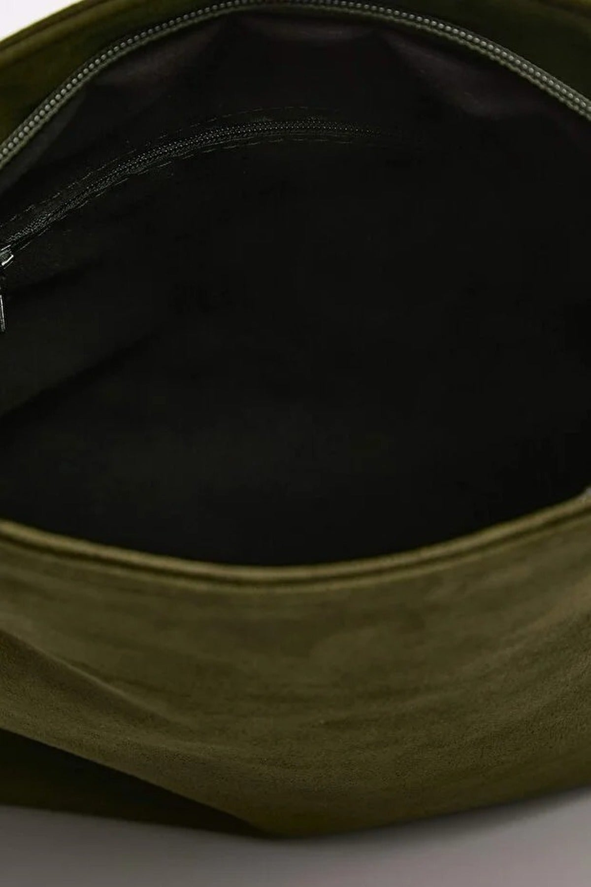 Khaki Soft Suede Foldover Clutch Bag, Image 4 of 5