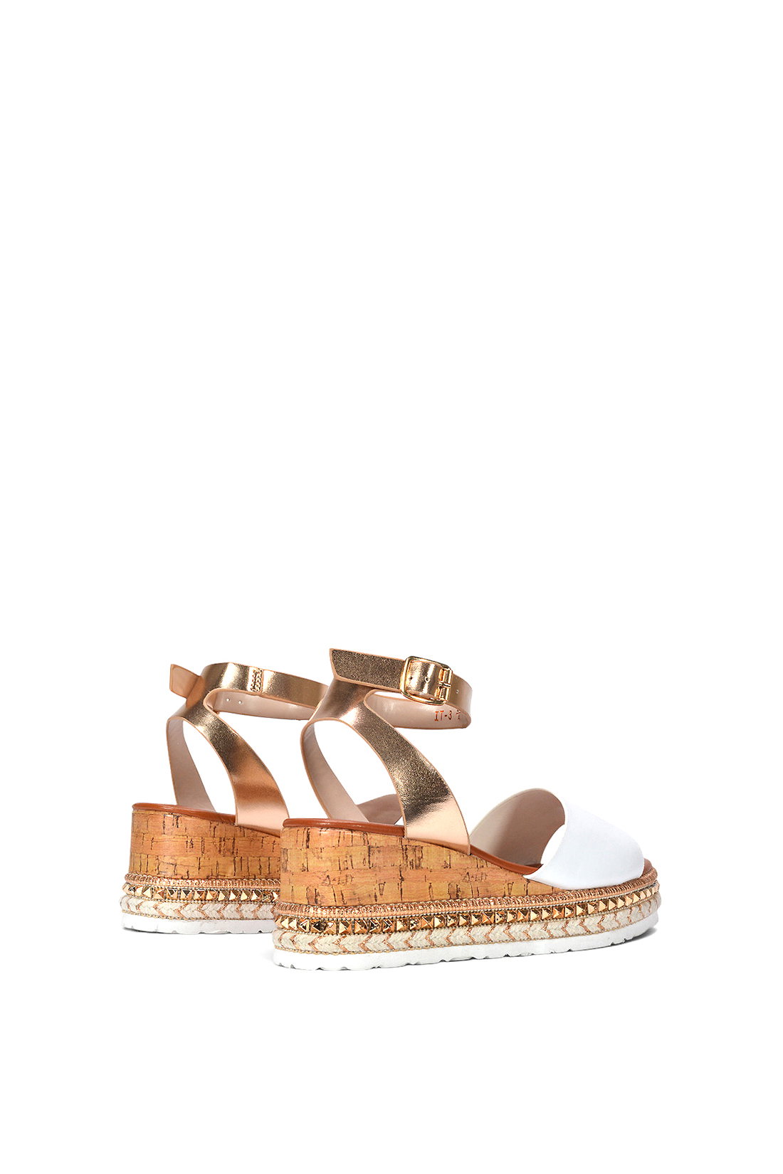 White XY LONDON White Platform Chunky Wedge Flatform Sandals With Ankle Strap, Image 4 of 6