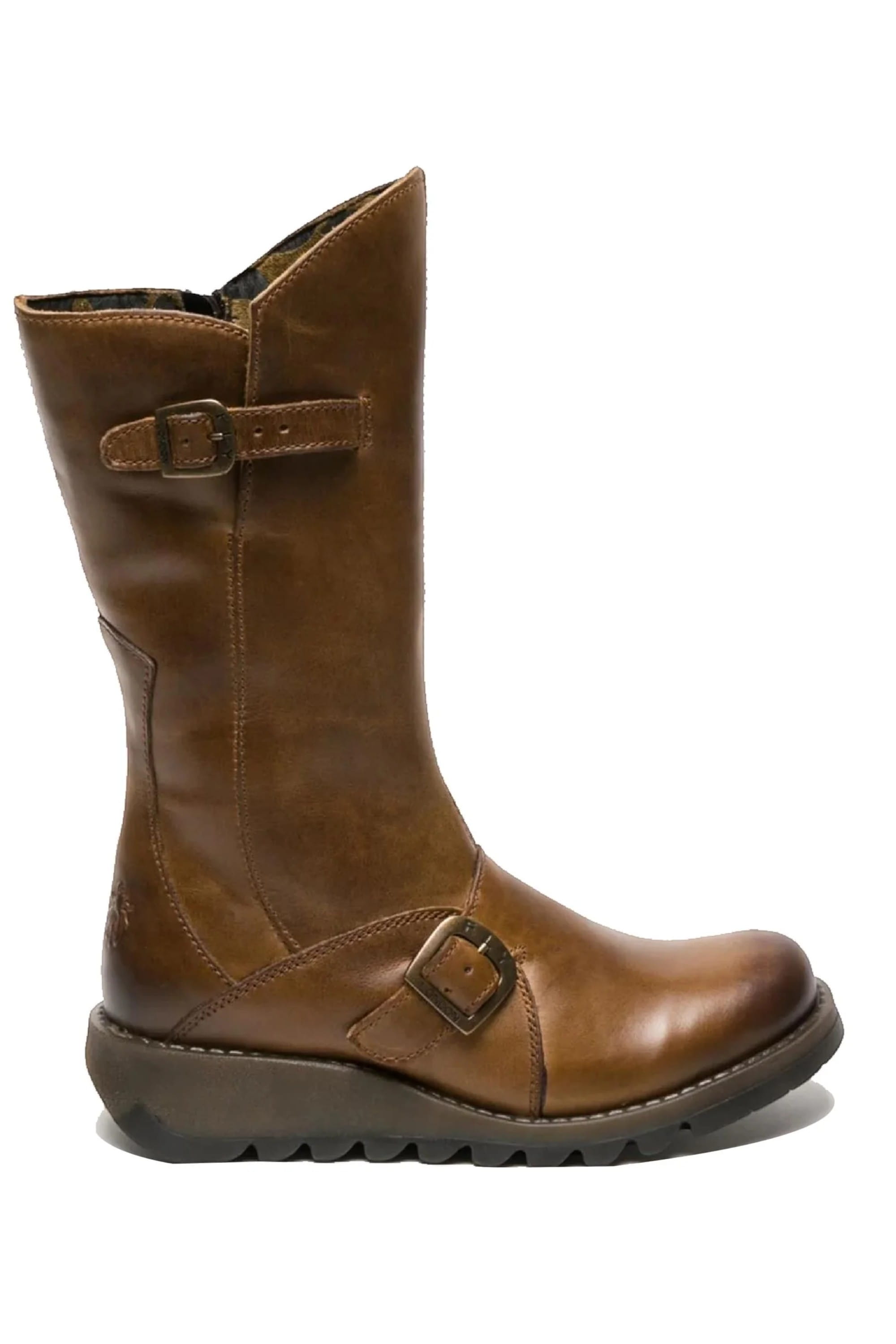 Brown Womens Mid-Calf Platform Boots-MES2913, Image 1 of 6
