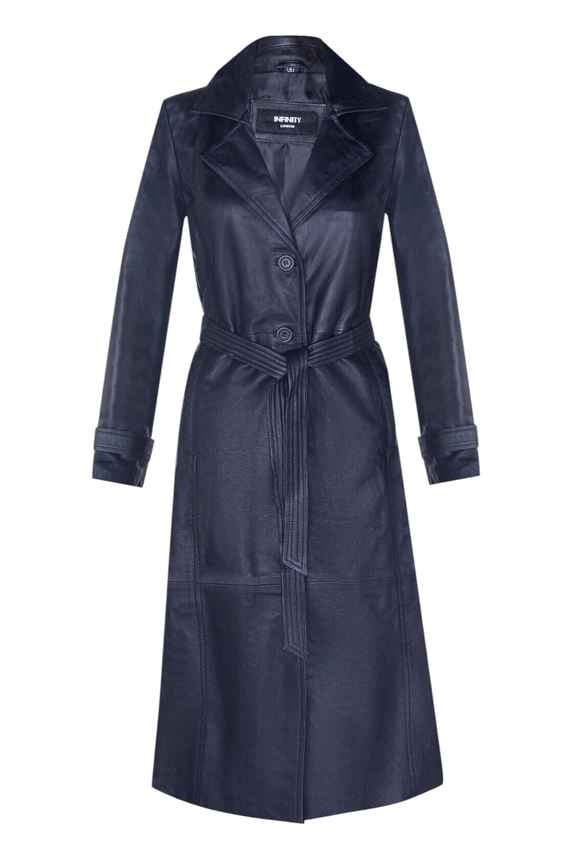 Black Suede Toscana Sheepskin Trench Coat-Rush, Image 1 of 4