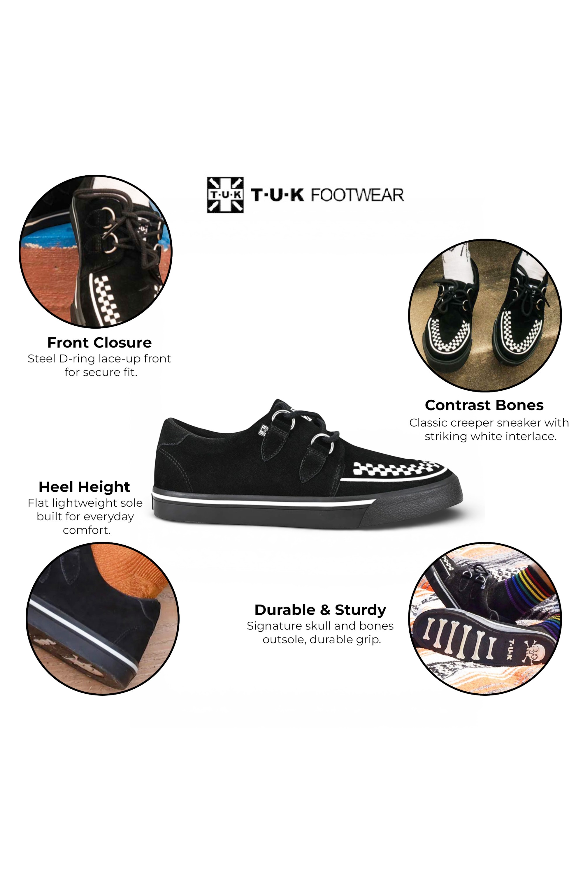 Black TUK Footwear Black Pointed Creeper Sneaker Suede Shoes, Image 3 of 8