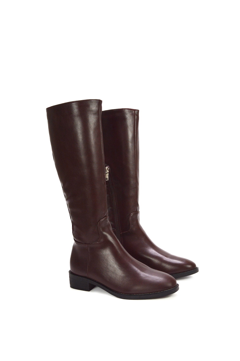 Brown XY LONDON Brown 'Lucia' Low Block Heel Knee High Riding Boots, Image 5 of 6