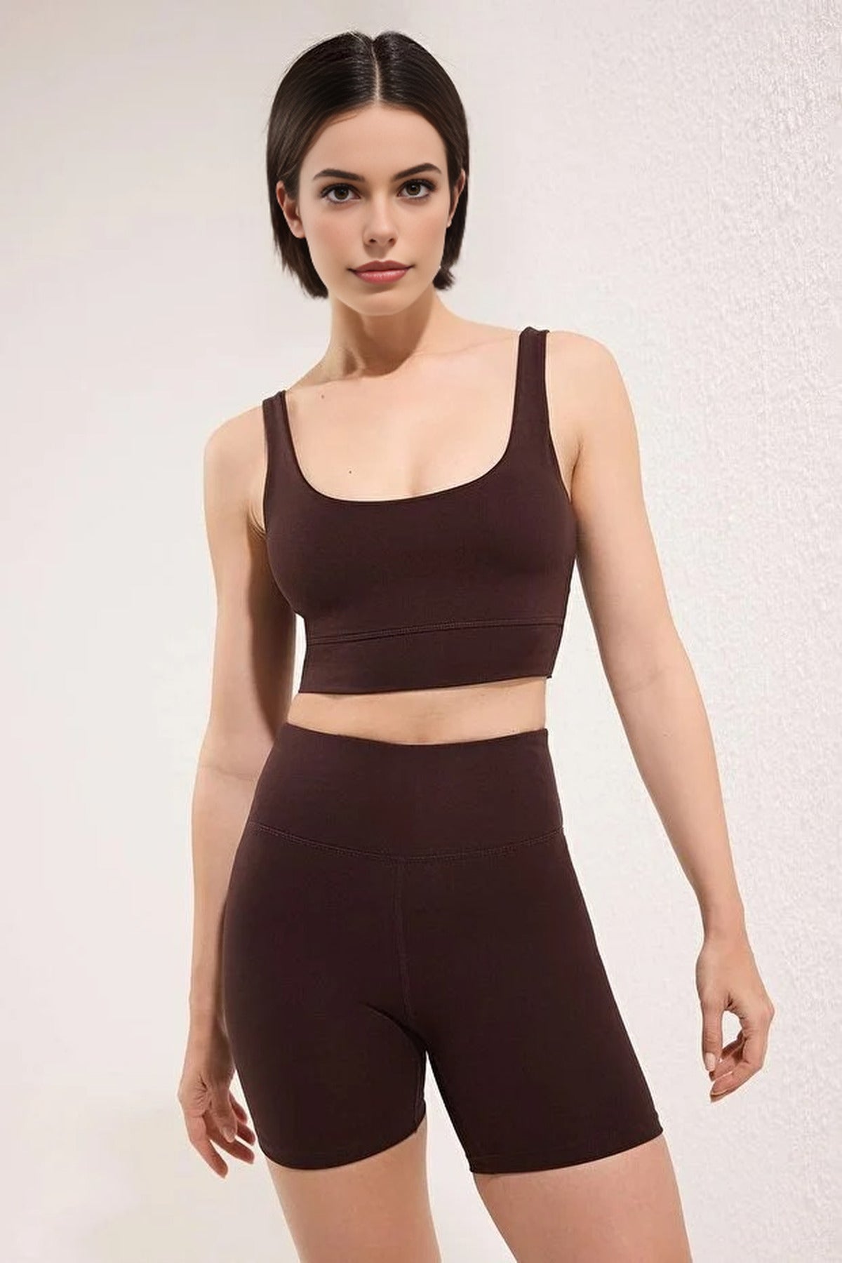 Black Scoop Neck Wide Strap Longline Supportive Sports Bra