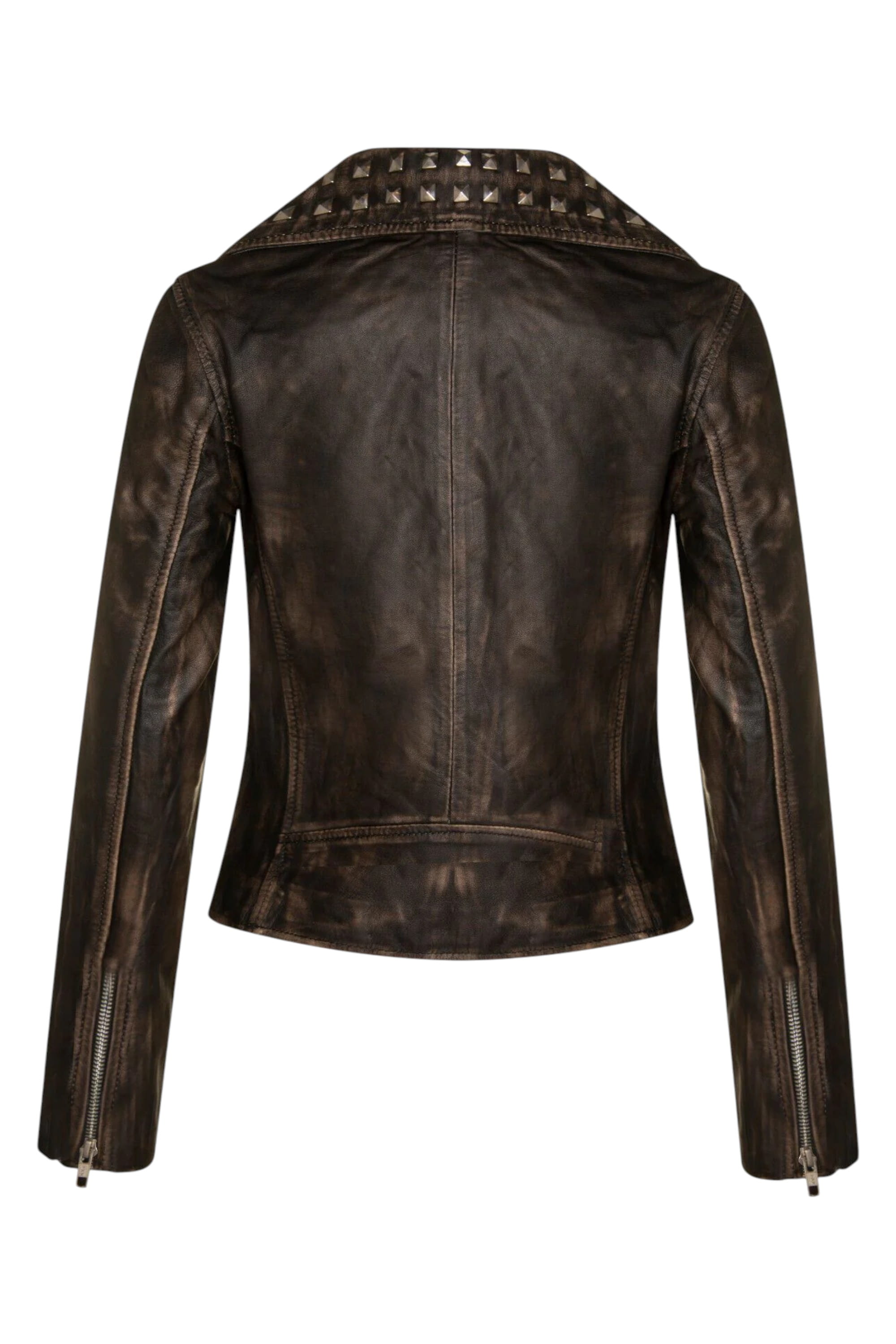 Charcoal Gothic Biker Stud Leather Jacket -Bilbao, Image 2 of 3