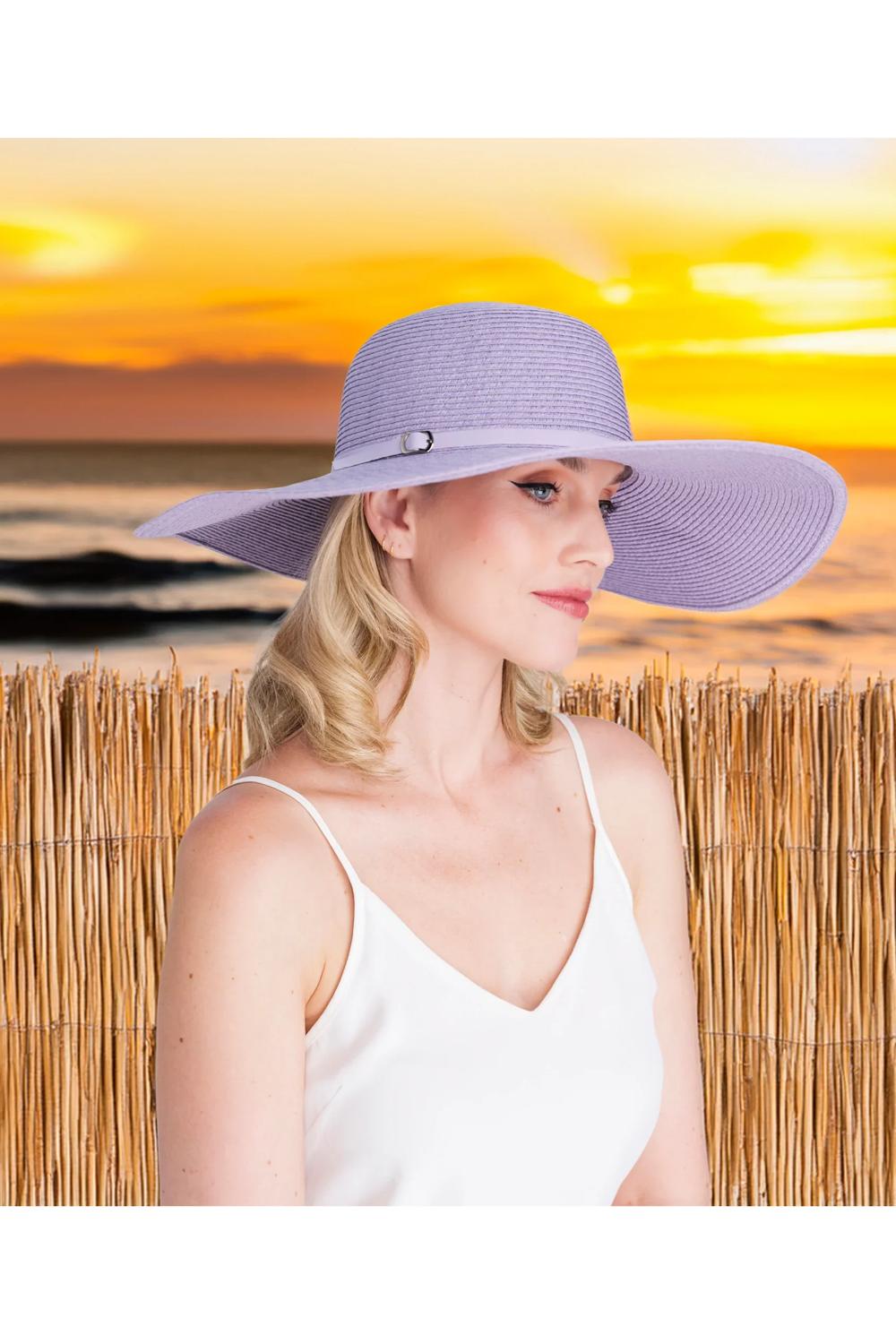 Plum Porto - Wide Brim Straw Floppy Hat - Plum, Image 2 of 2