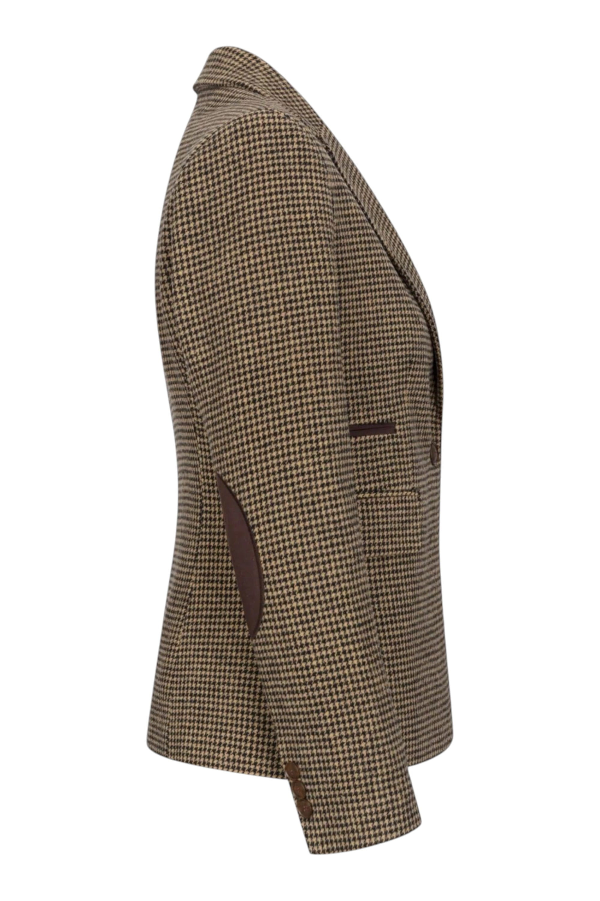 Brown Infinity Leather Brown Womens Tailored Brown Wool Blend Tweed Blazer, Image 5 of 6
